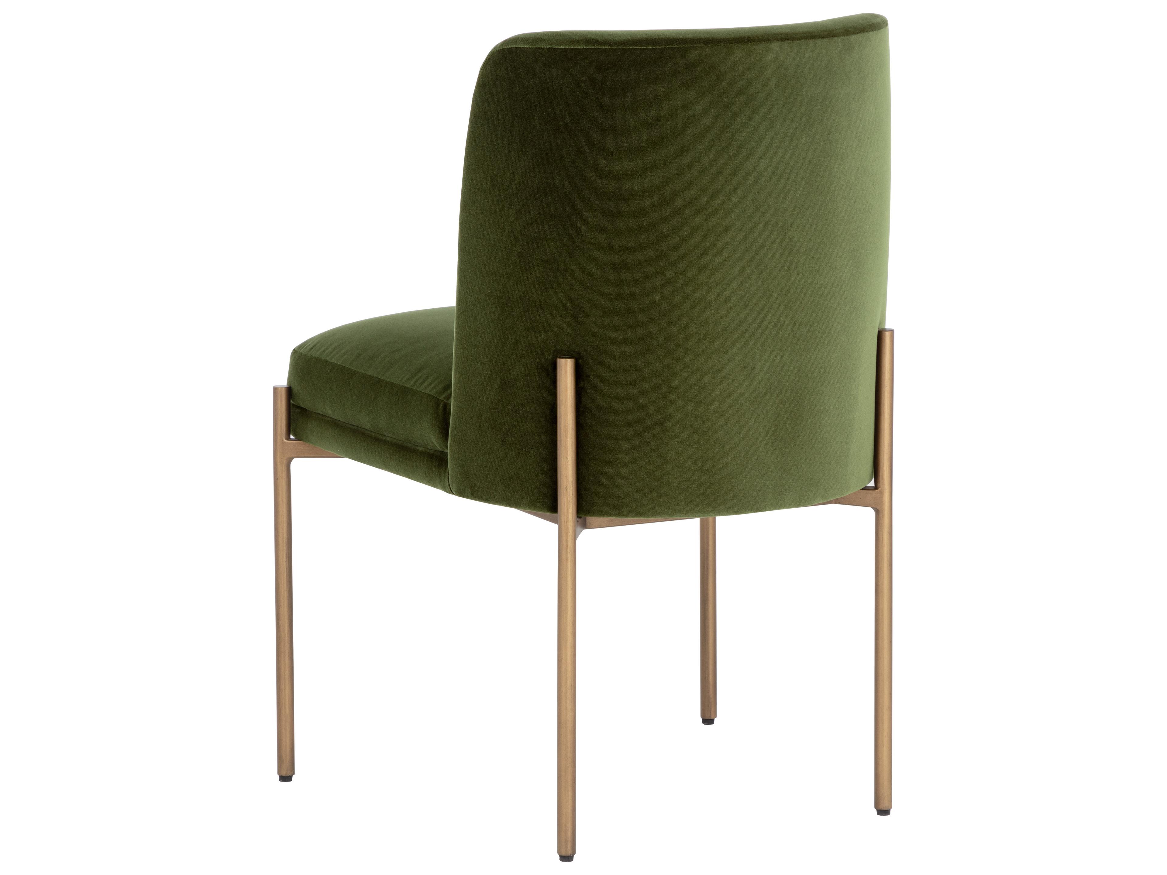 Sunpan Richie Richie Dining Chair Antique Brass Forest Green