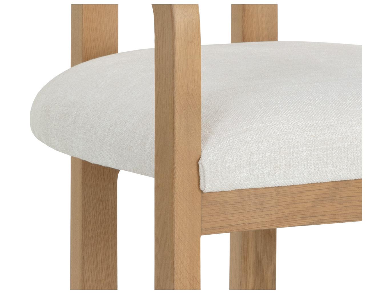 Sunpan Madrone Oak Wood Upholstered Arm Dining Chair