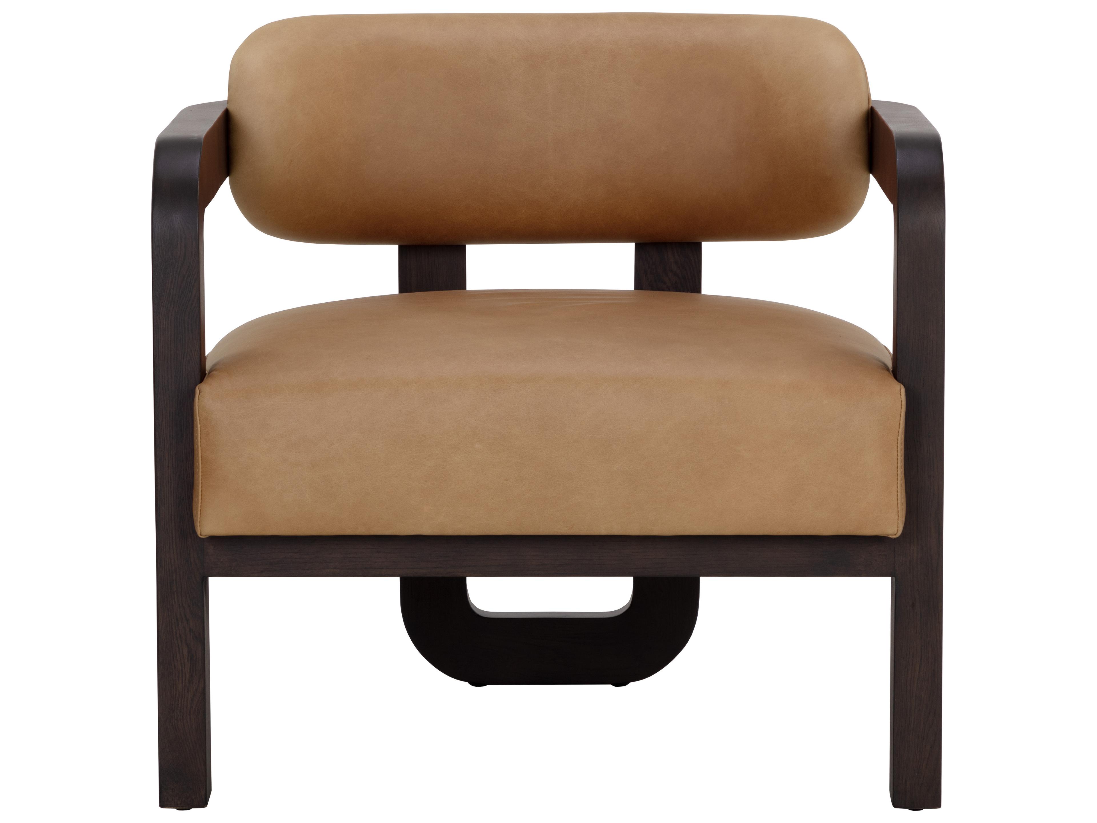 Sunpan Madrone Brown Leather Accent Chair