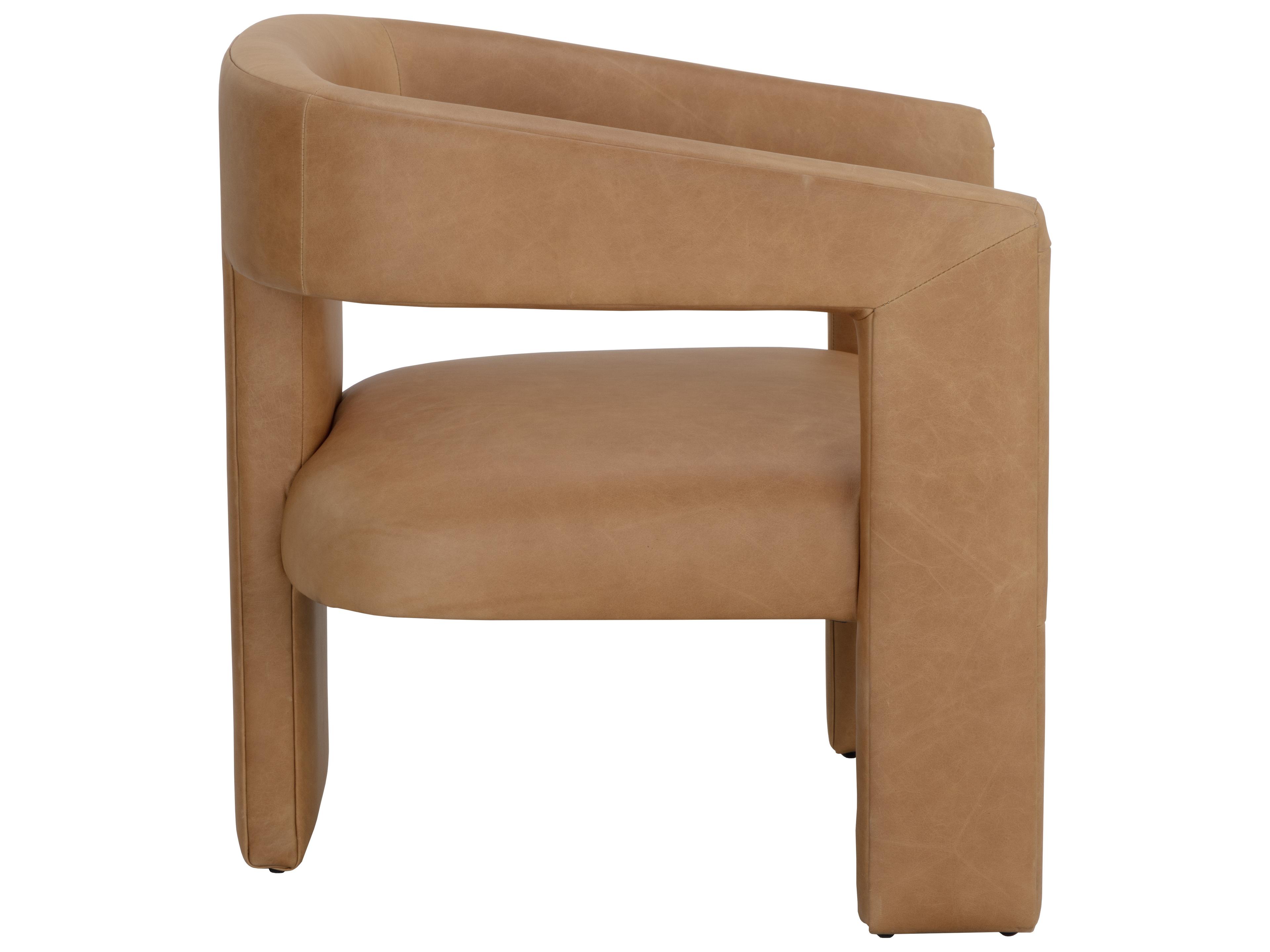 Sunpan Cobourg Brown Leather Accent Chair