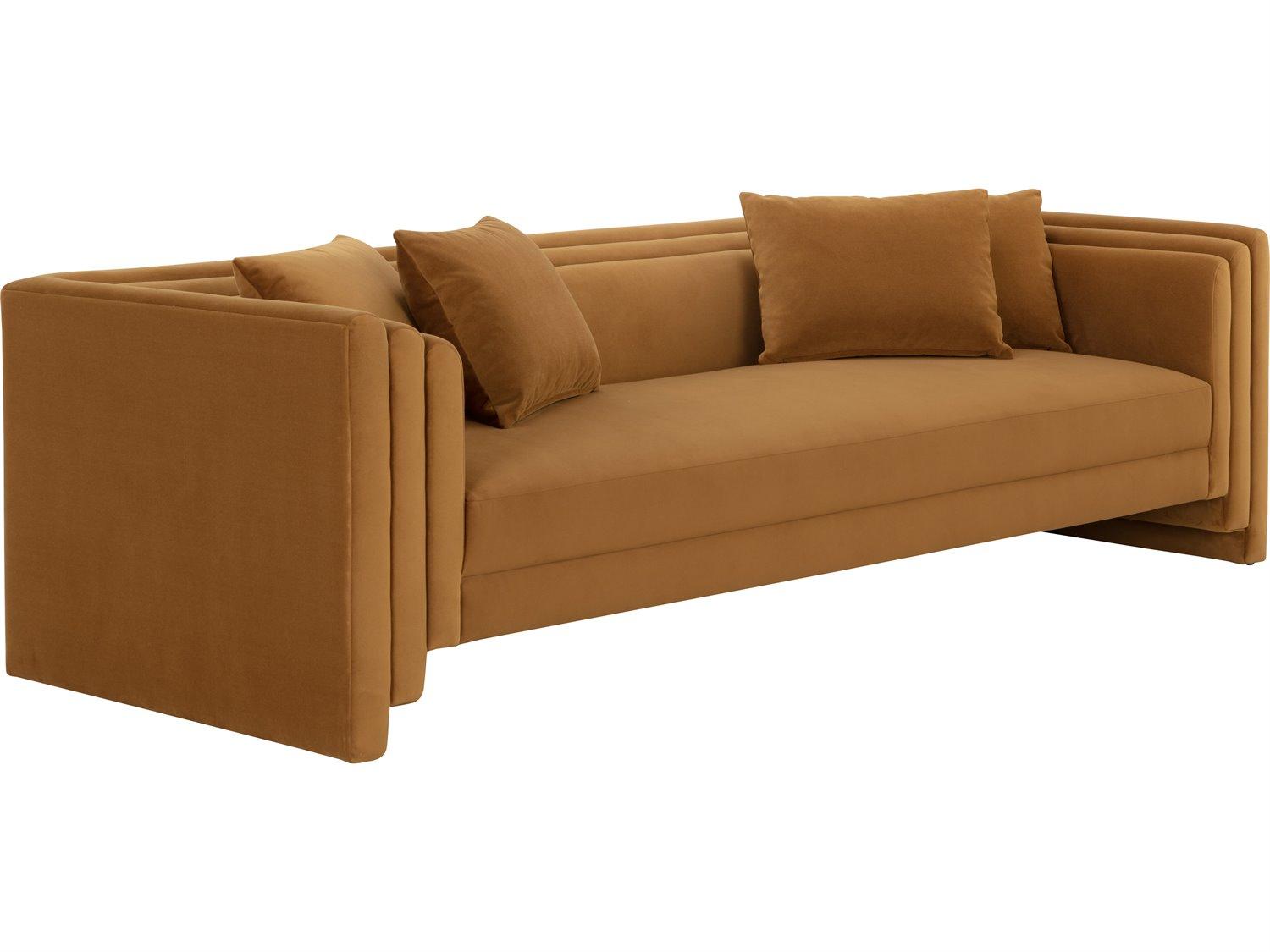 Sunpan Kira Meg Gold Upholstered Sofa