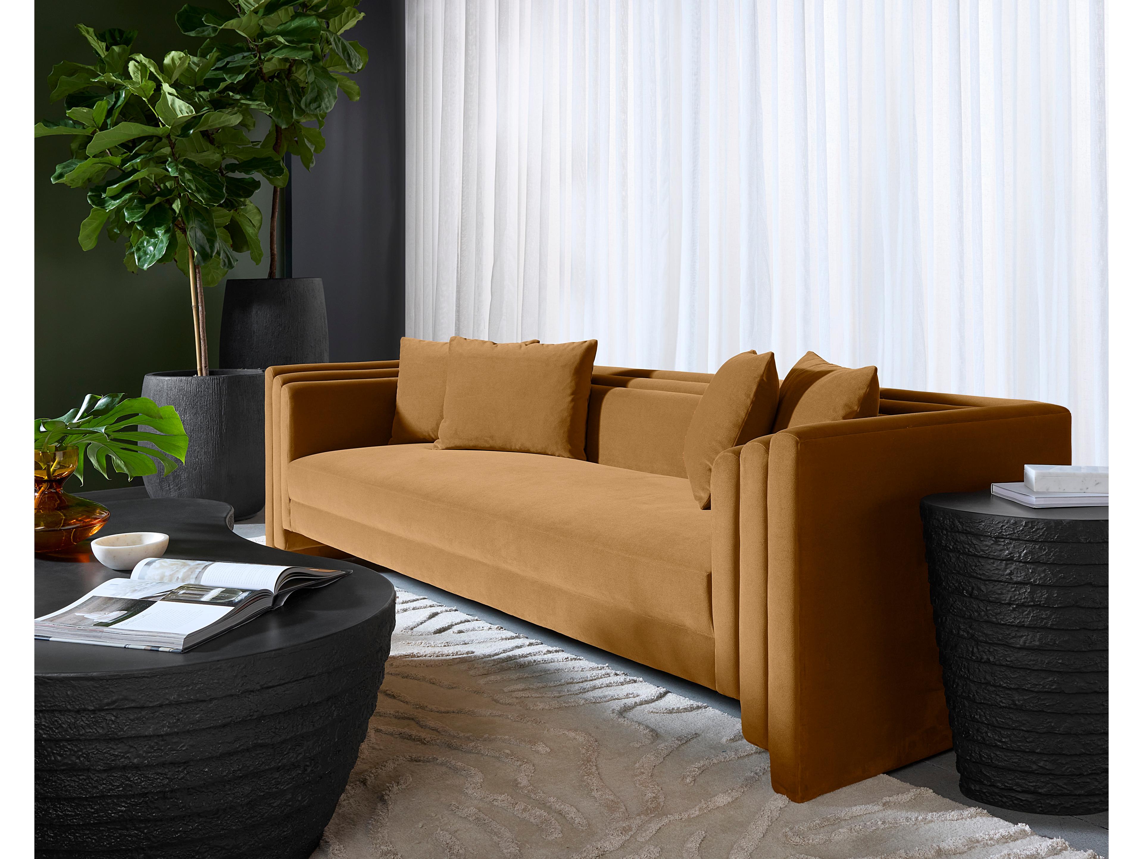 Sunpan Kira Meg Gold Upholstered Sofa