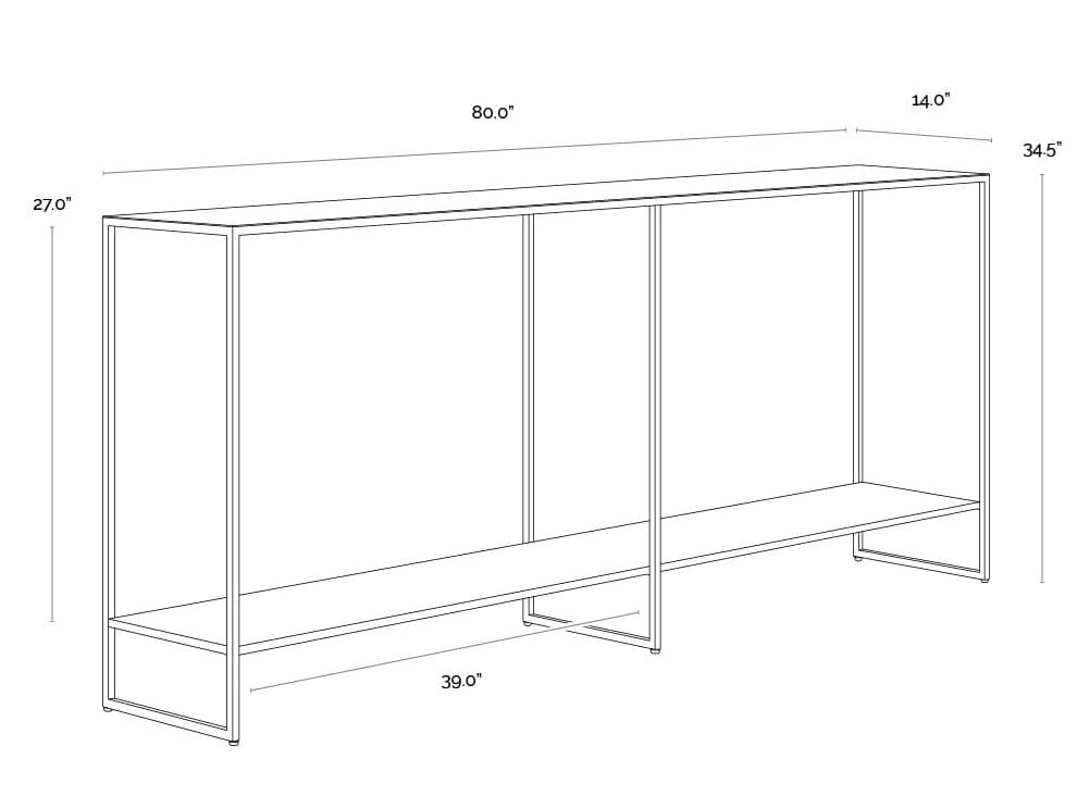 Sunpan Eiffel Rectangular Steel Console Table