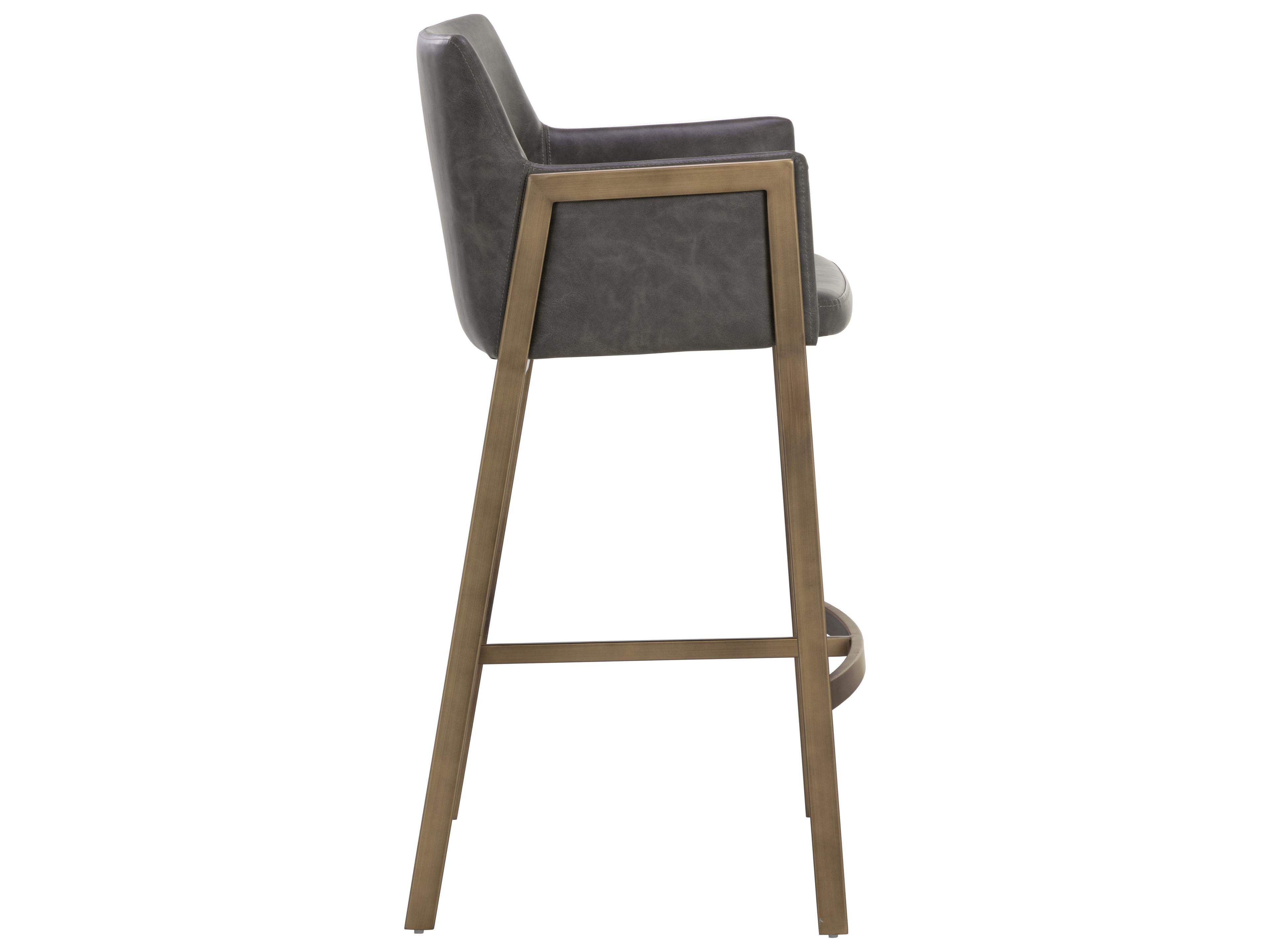 Sunpan Ikon Antique Brass Faux Leather Bar Stool
