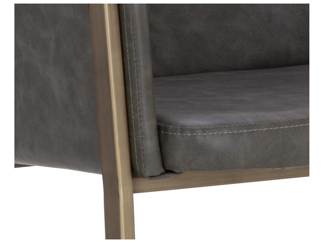 Sunpan Ikon Antique Brass Faux Leather Bar Stool