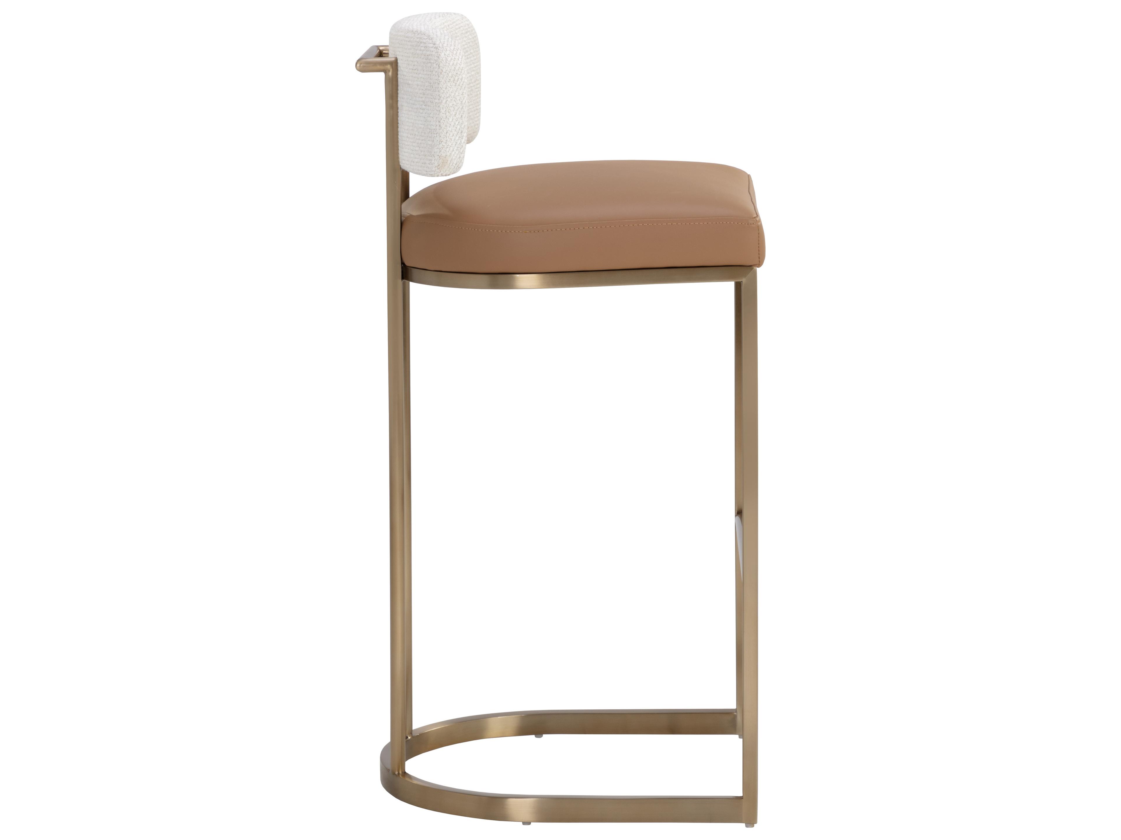 Sunpan Larissa 18.5" Larissa Barstool Napa Cognac / Rhea Light Barley