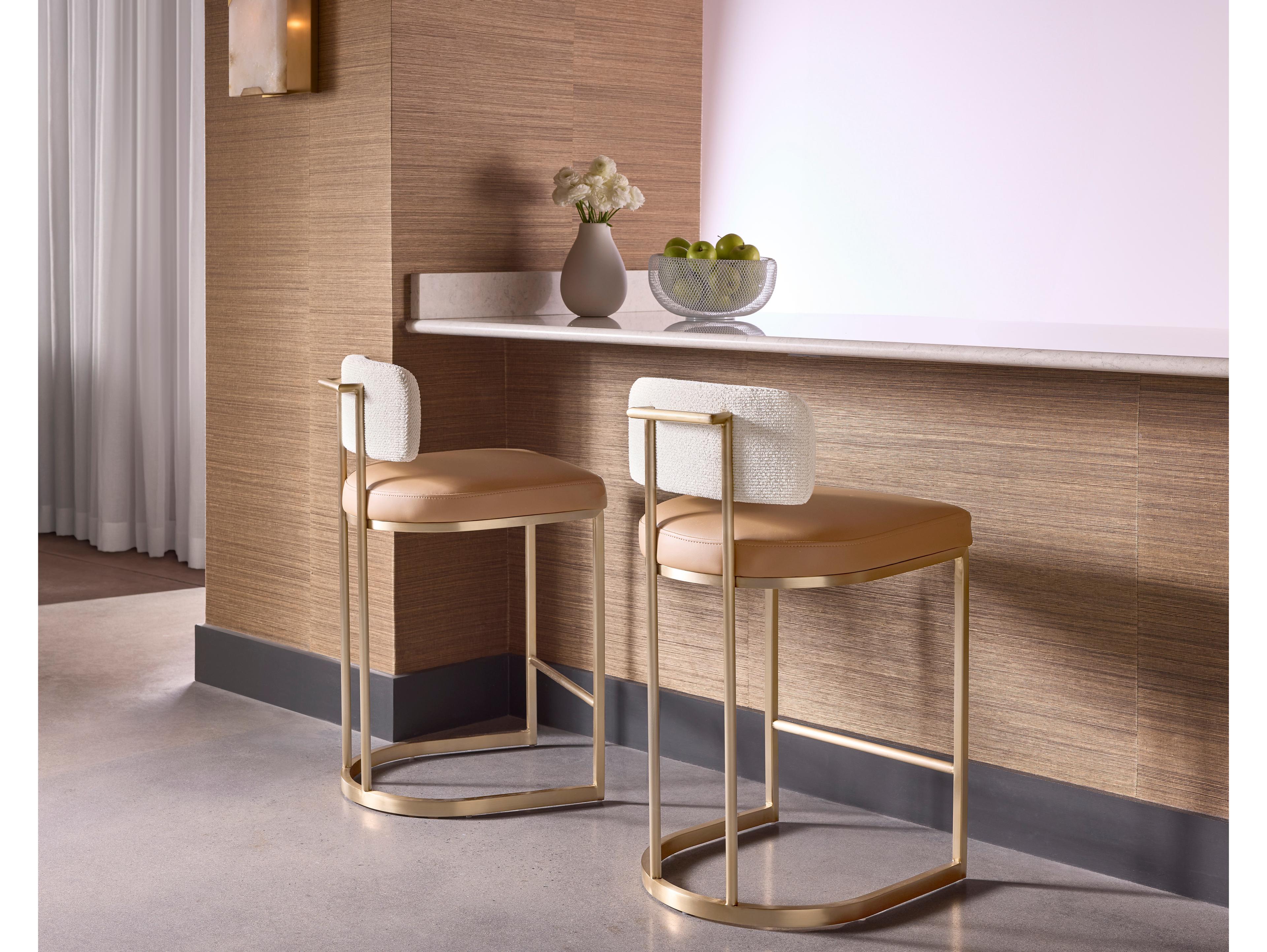 Sunpan Larissa 18.5" Larissa Counter Stool Napa Cognac / Rhea Light Barley