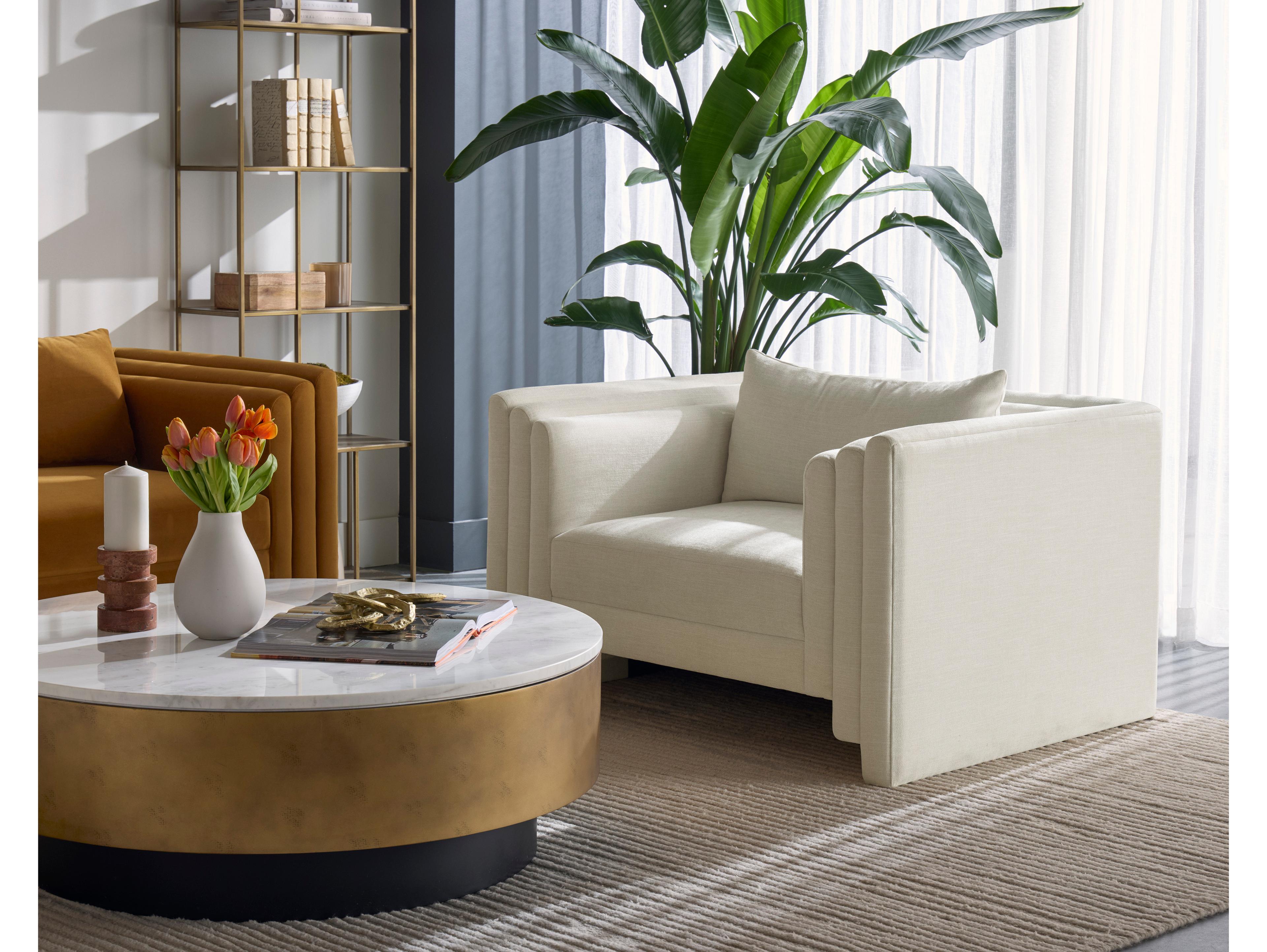 Sunpan Kira 46.5" Kira Armchair Heather Ivory Tweed