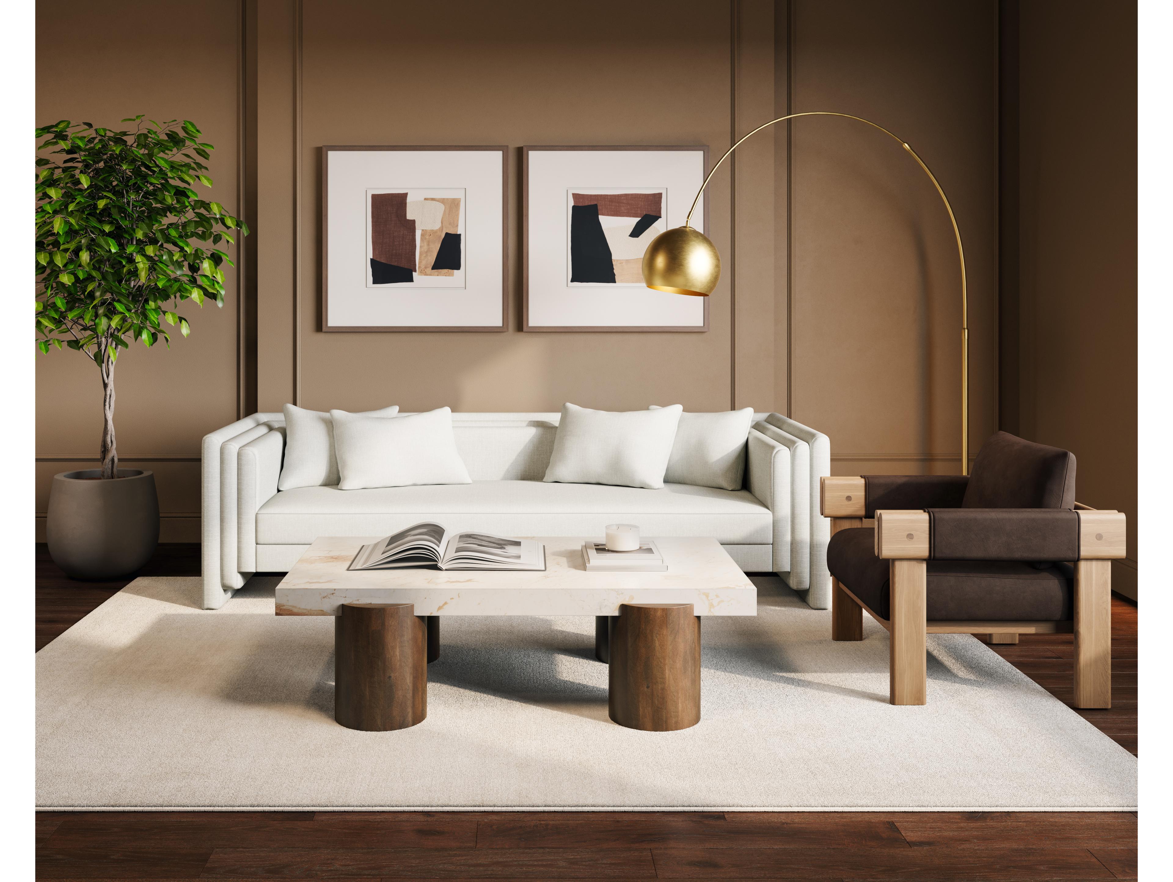 Sunpan Kira 96" Kira Sofa Heather Ivory Tweed