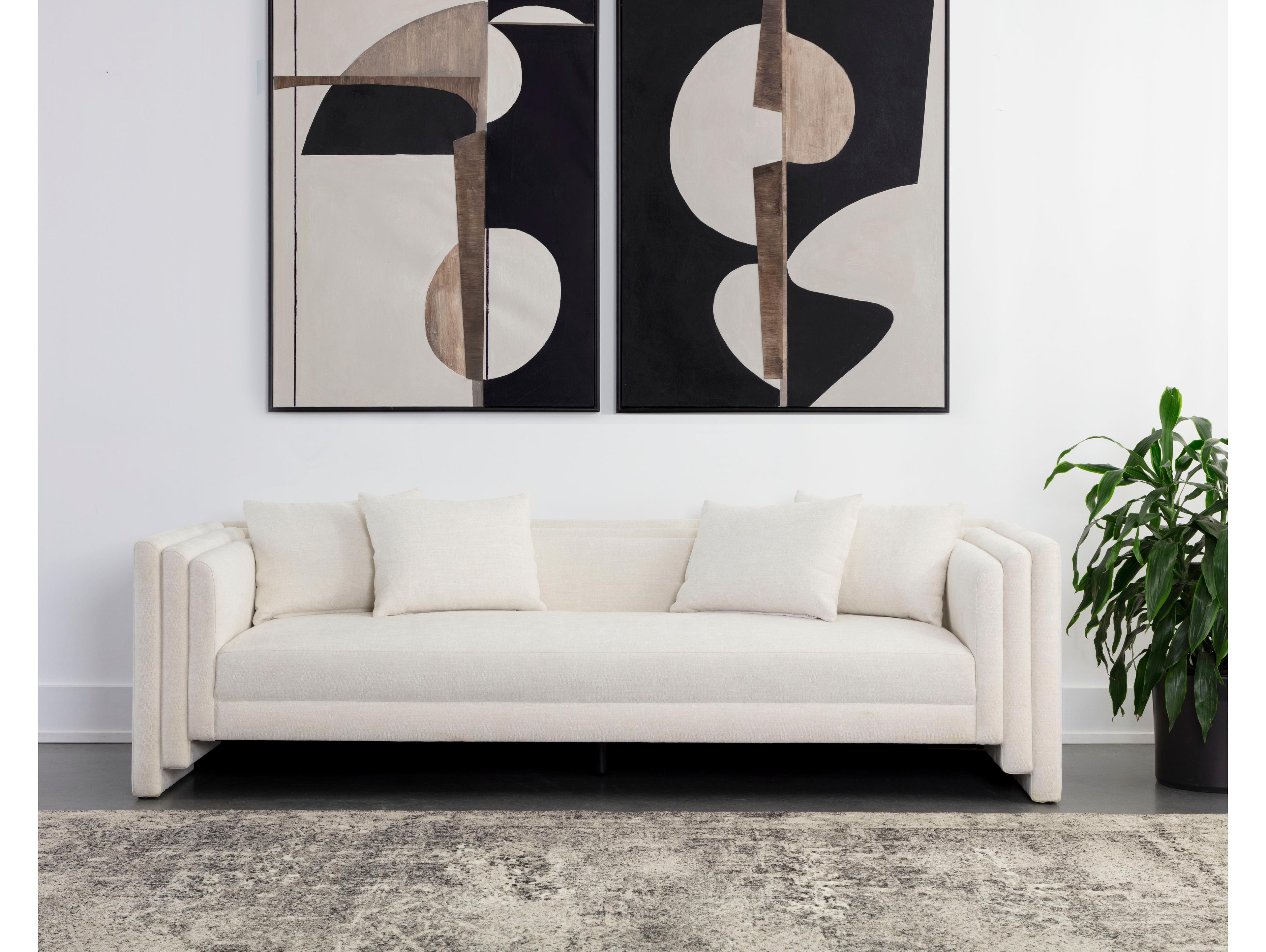 Sunpan Kira 96" Kira Sofa Heather Ivory Tweed