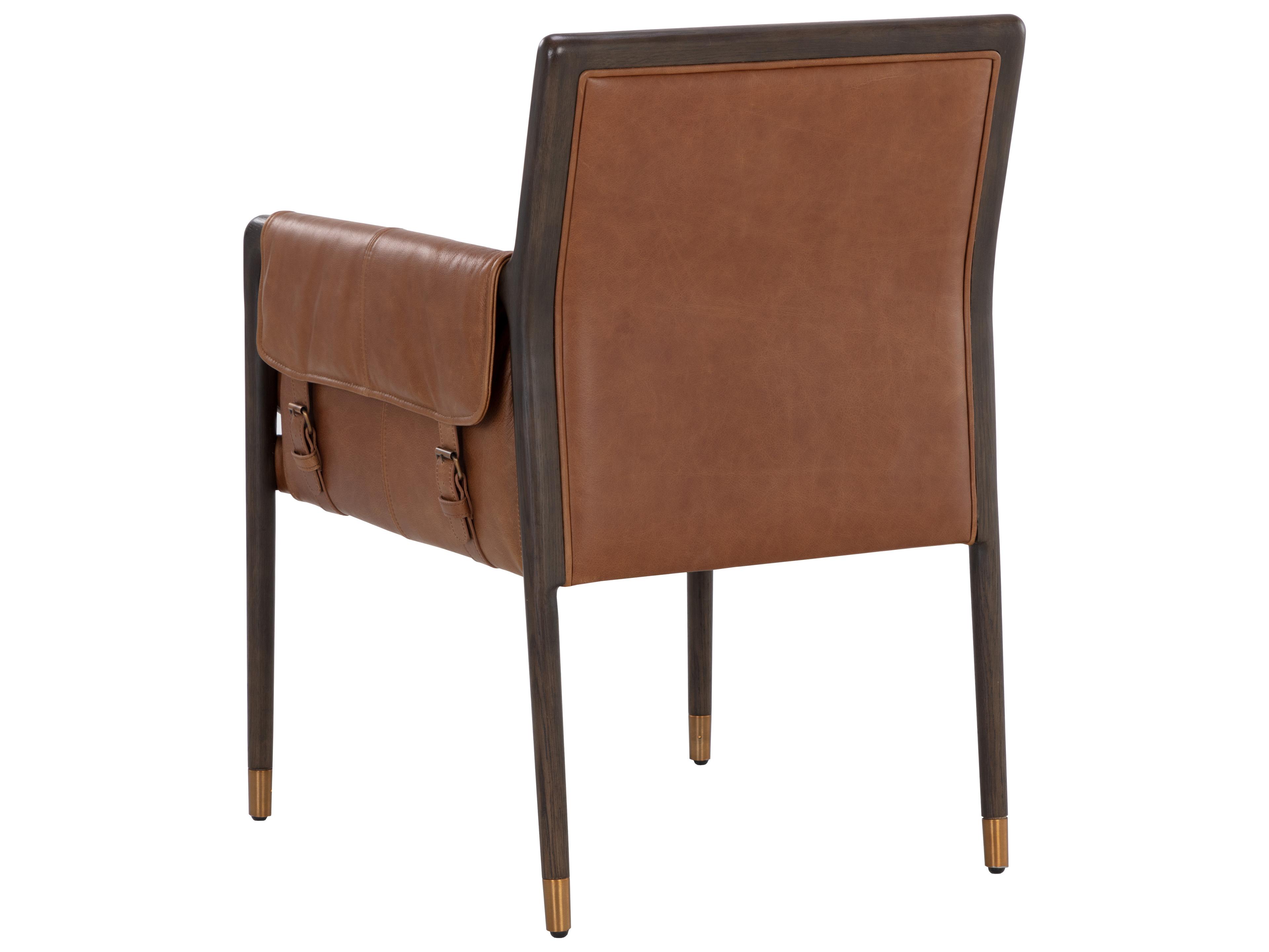 Sunpan Mauti Mauti Dining Armchair Brown Shalimar Tobacco Leather