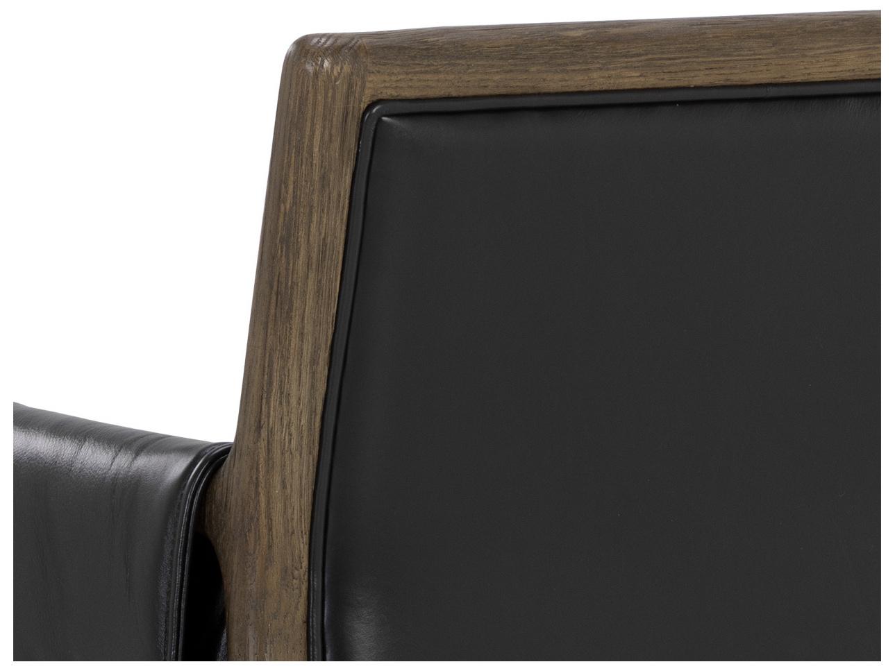 Sunpan Mauti Mauti Dining Armchair Distressed Brown Cortina Black Leather