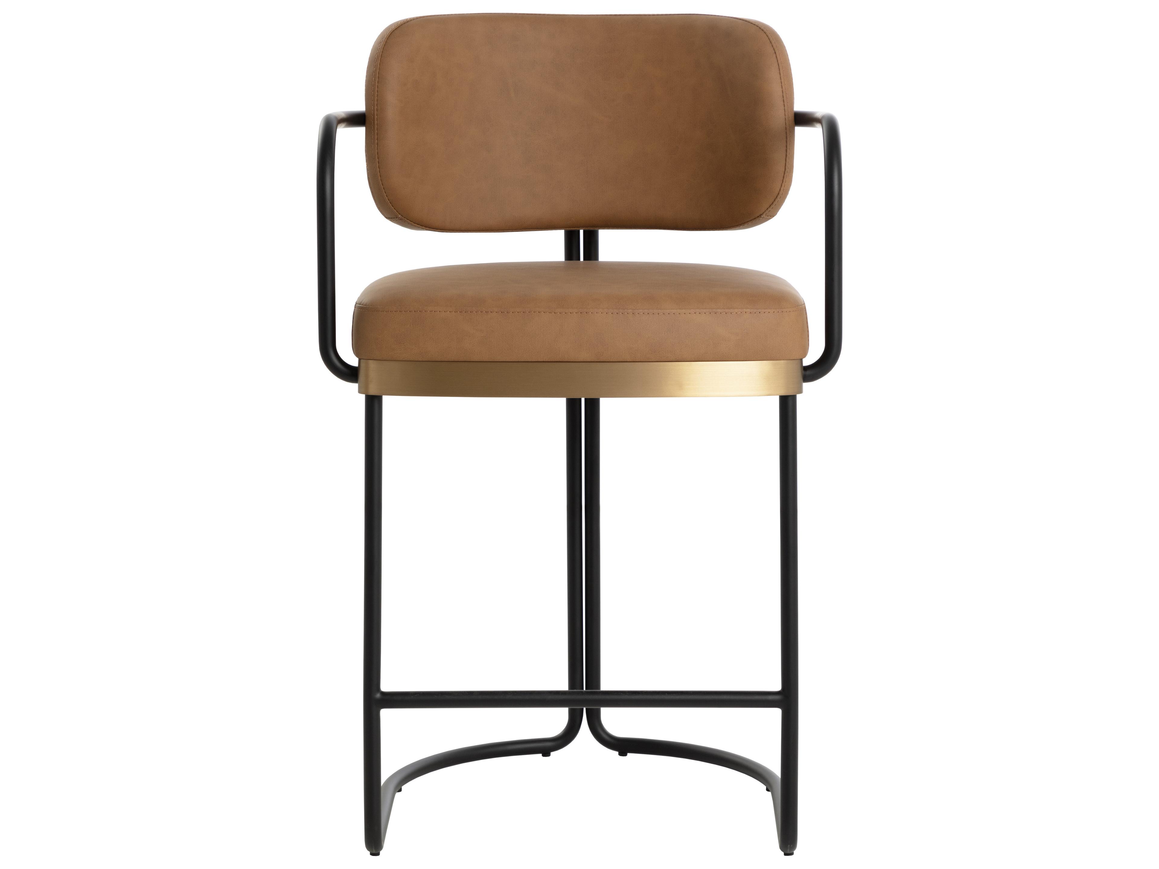 Sunpan Jalen Brown Faux Leather Counter Stool