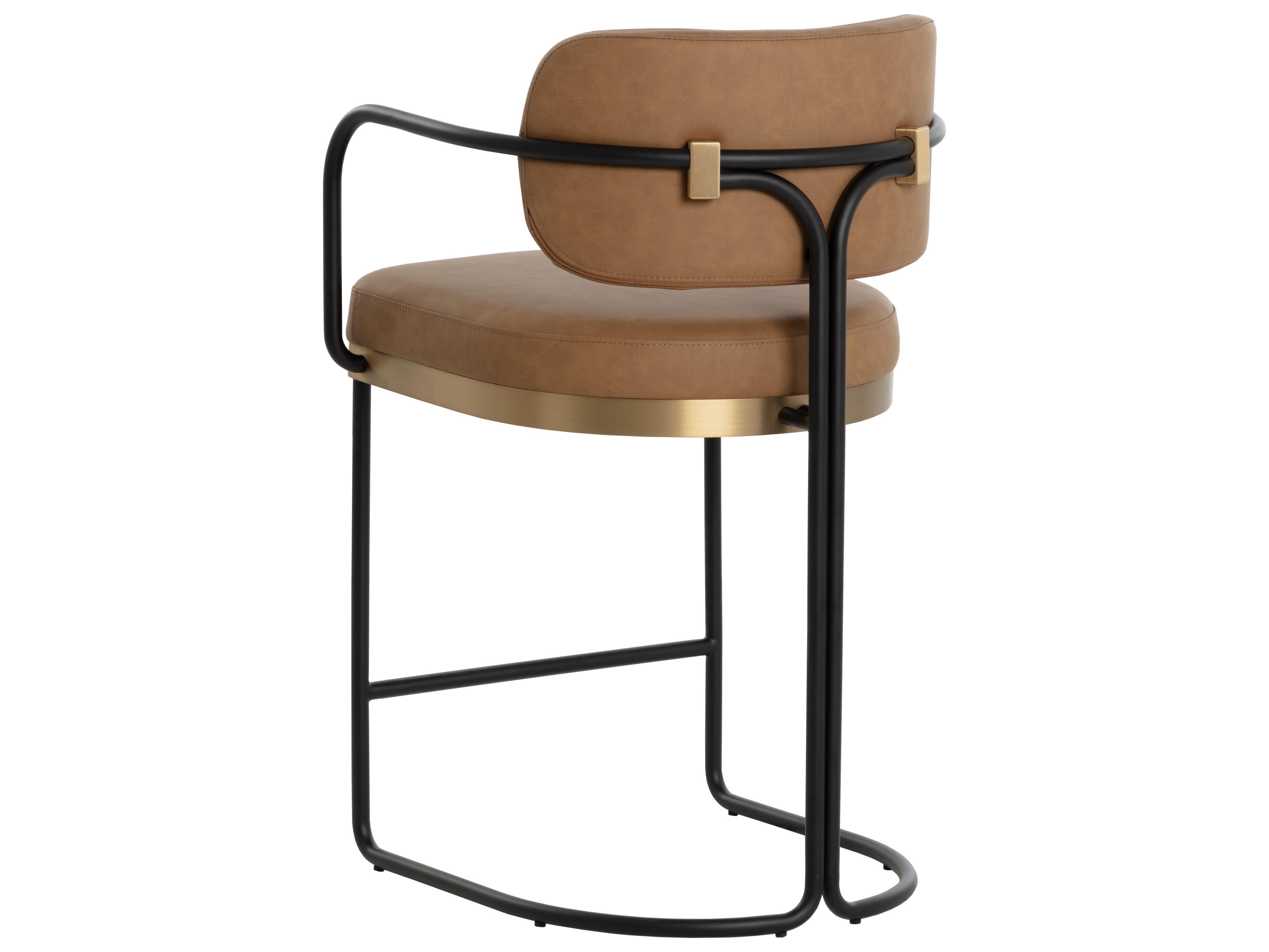 Sunpan Jalen Brown Faux Leather Counter Stool