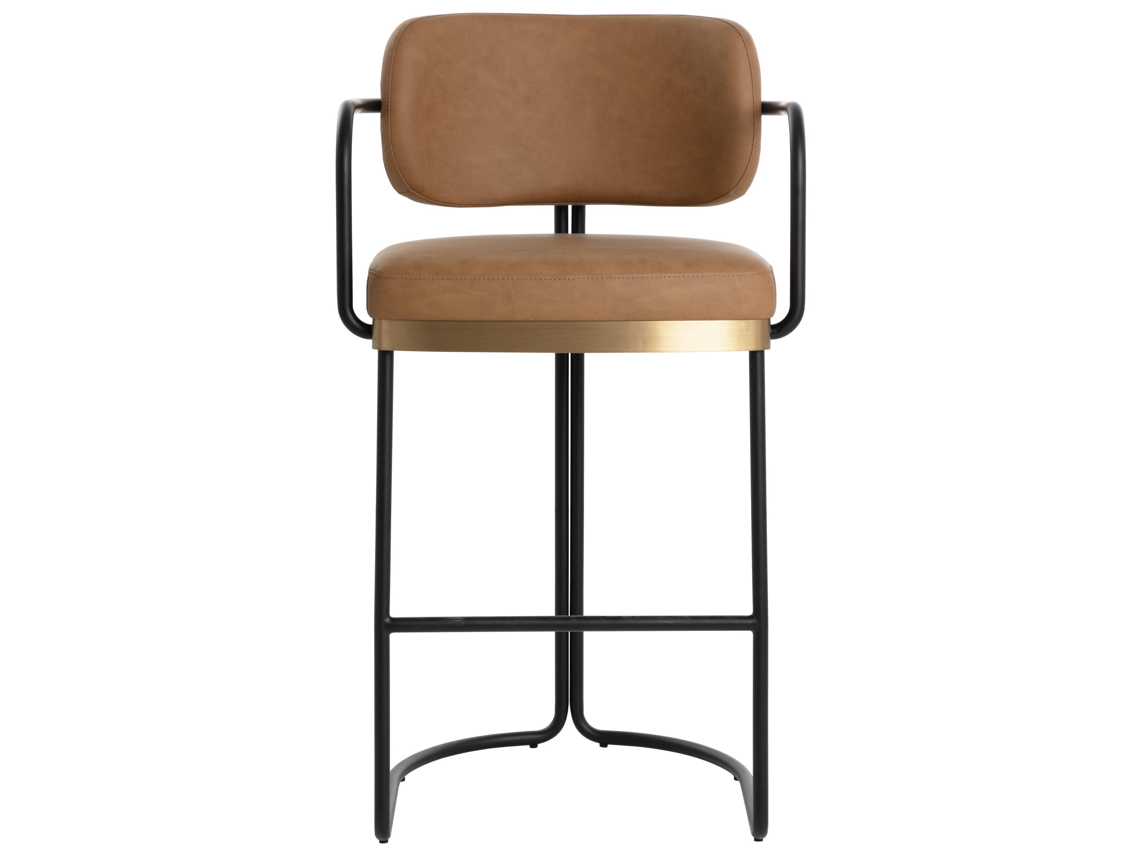 Sunpan Jalen Brown Faux Leather Bar Stool