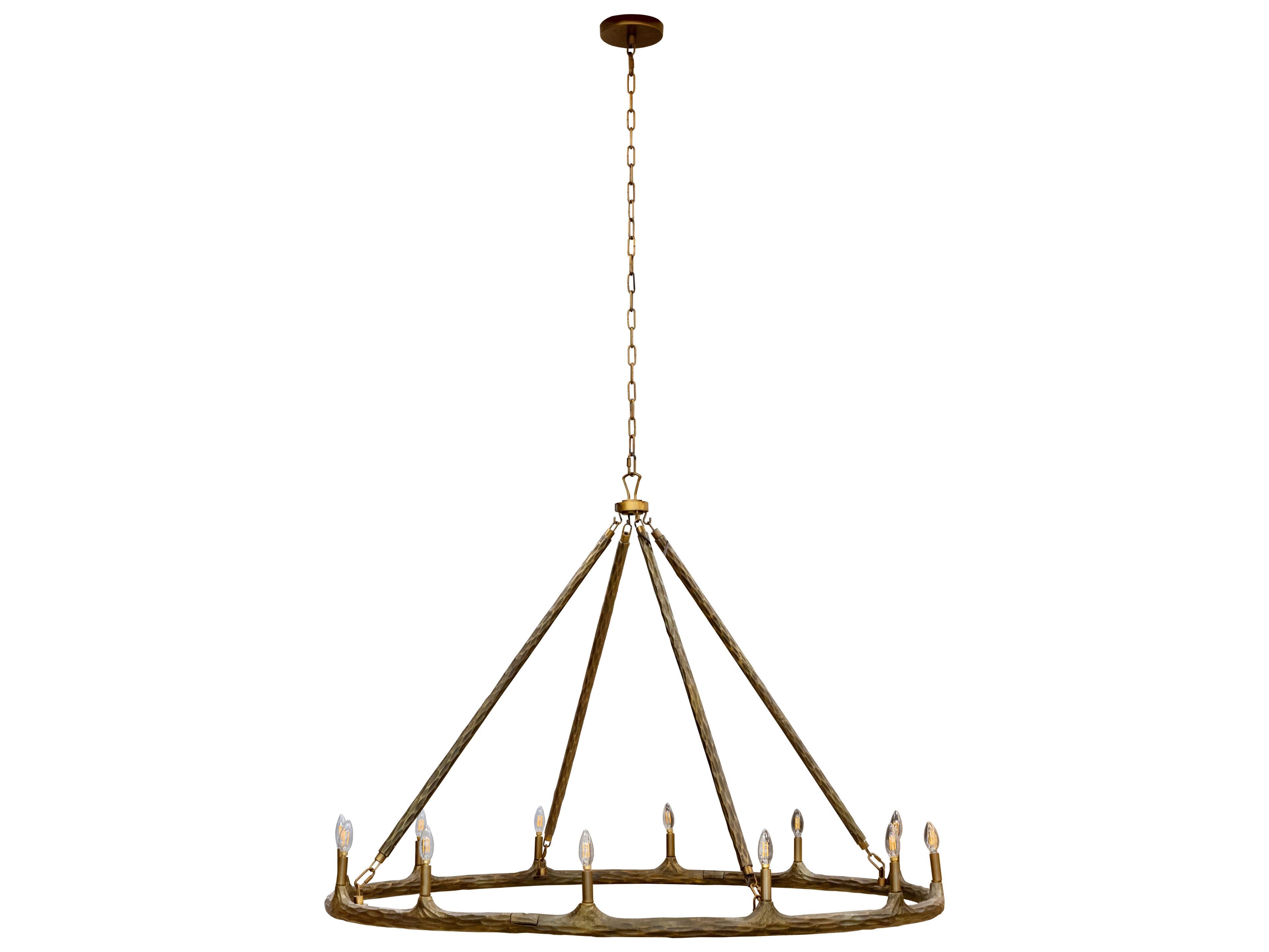Sunpan Wolfgang Gold Brass Geometric Round Chandelier