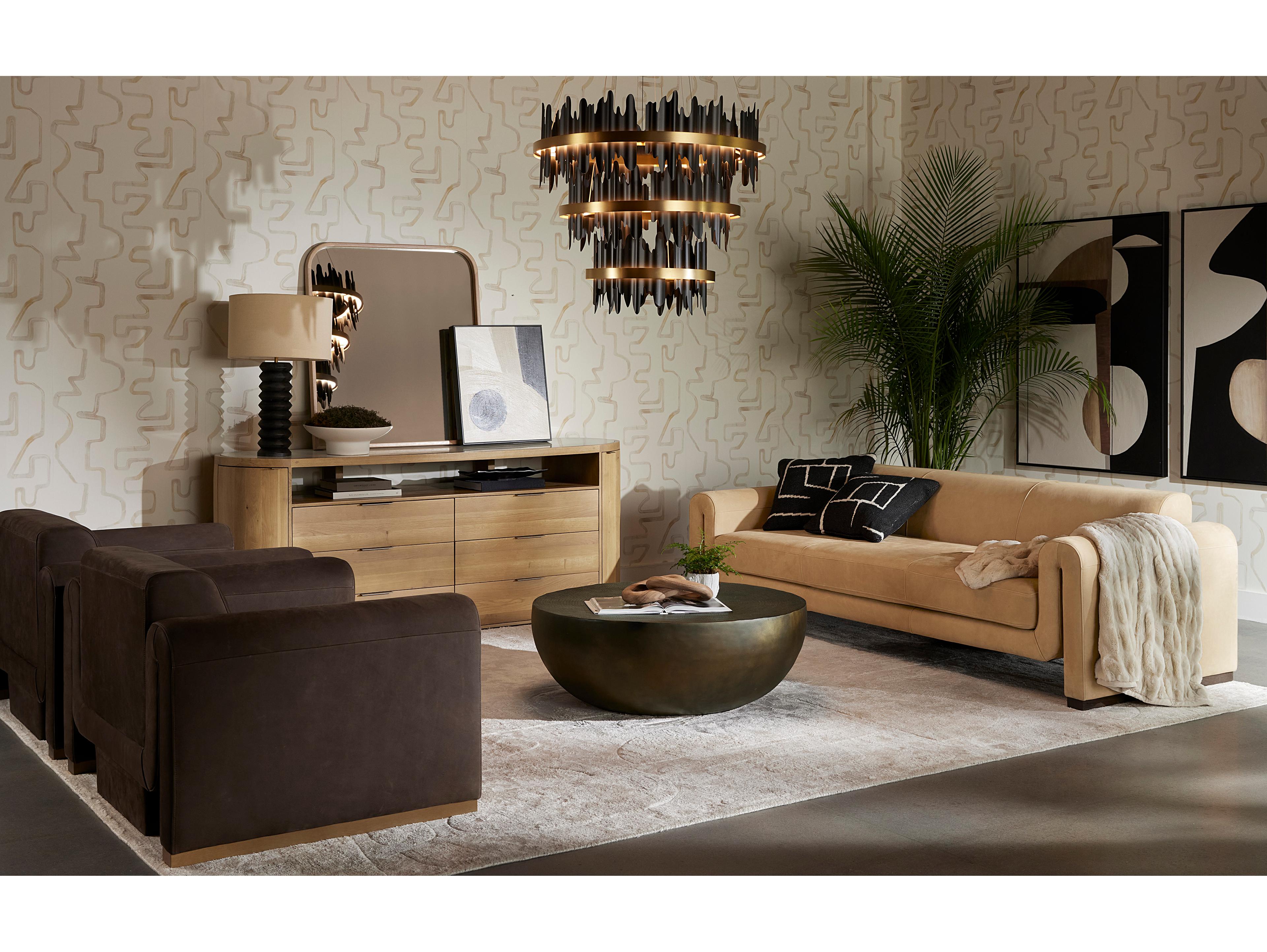 Sunpan Oletto Cream Black Table Lamp