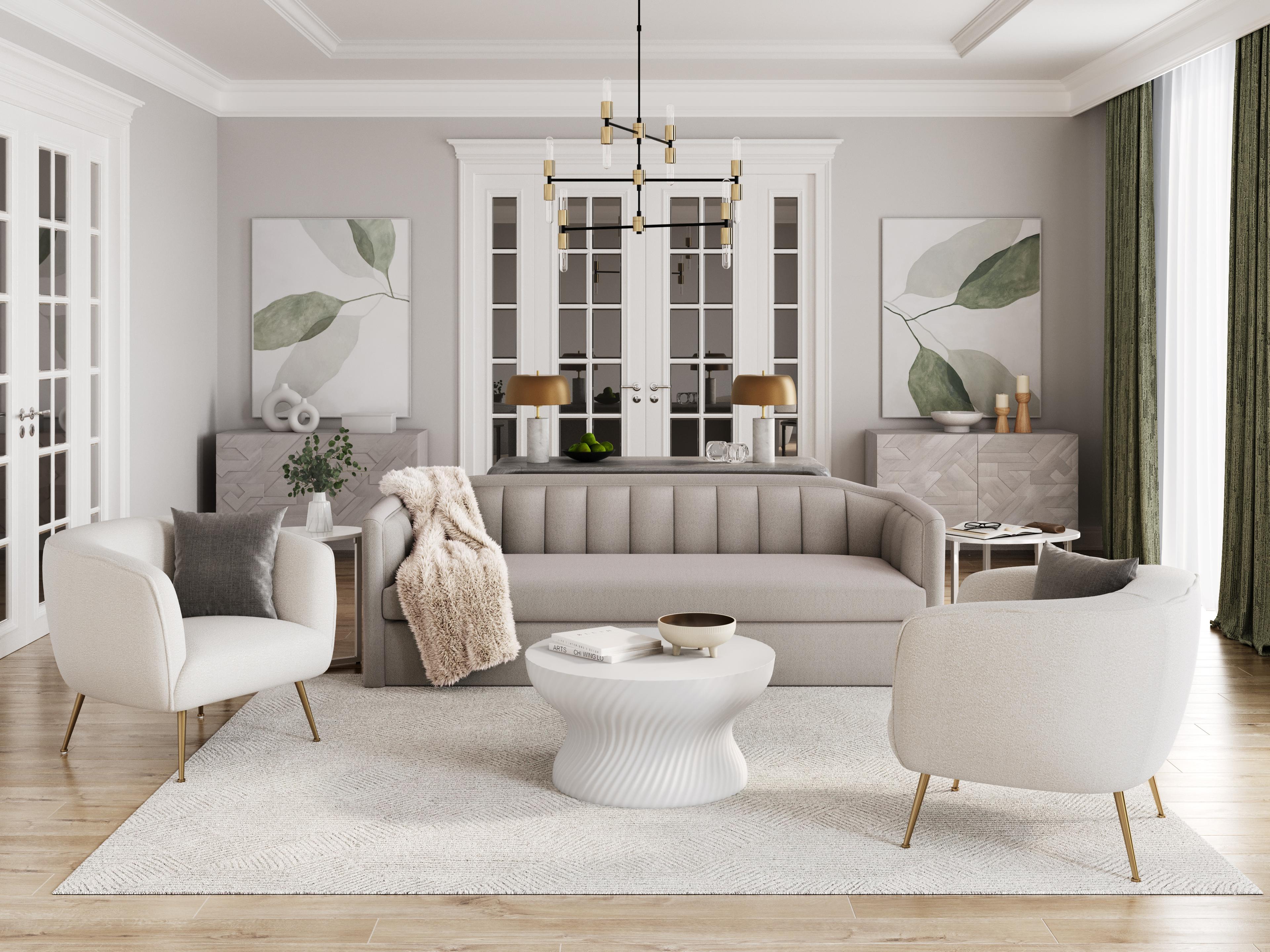 Sunpan Birrit Sofa in Dove Cream