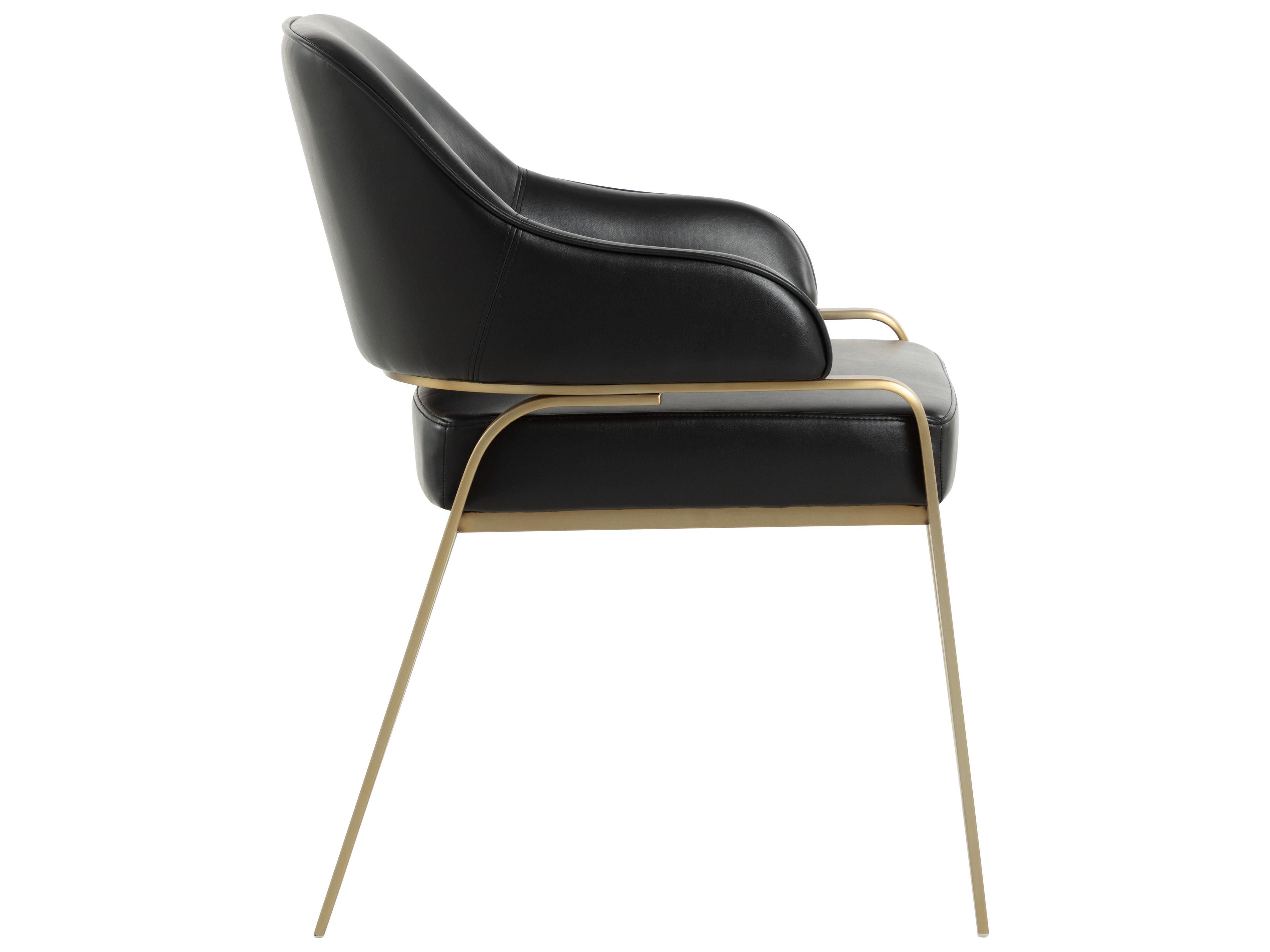 Sunpan Malachi Black Faux Leather Arm Dining Chair