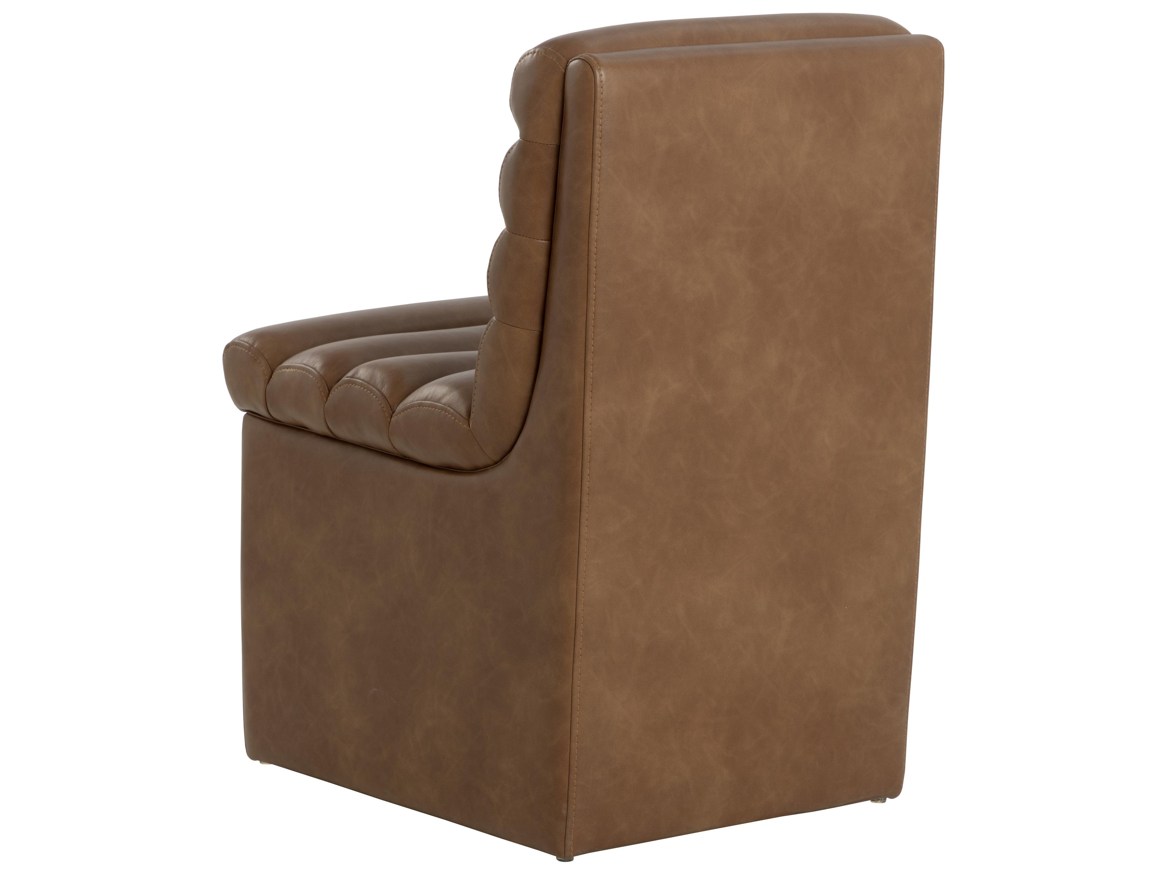 Sunpan Norm Brown Faux Leather Armless Dining Chair