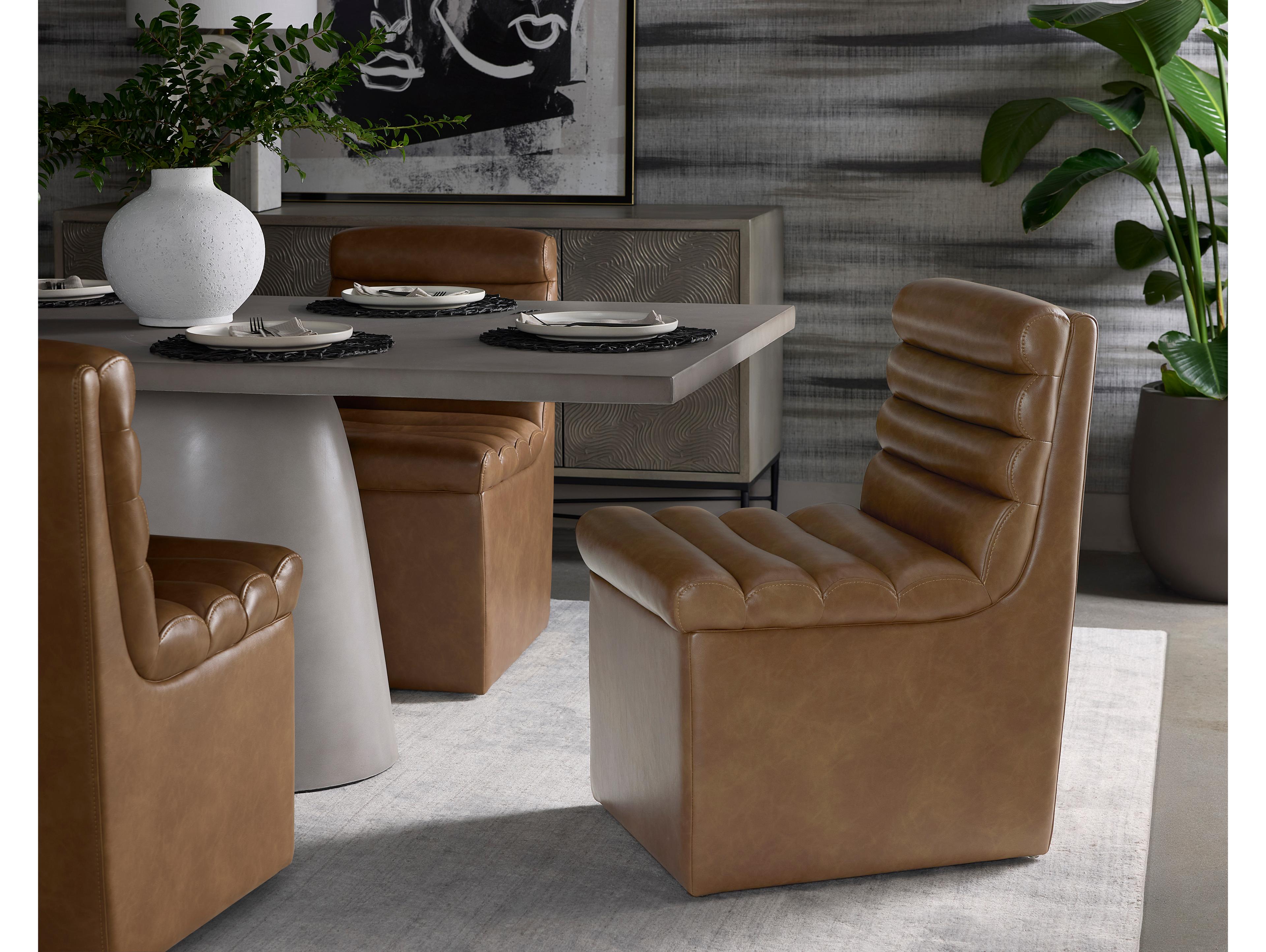 Sunpan Norm Brown Faux Leather Armless Dining Chair