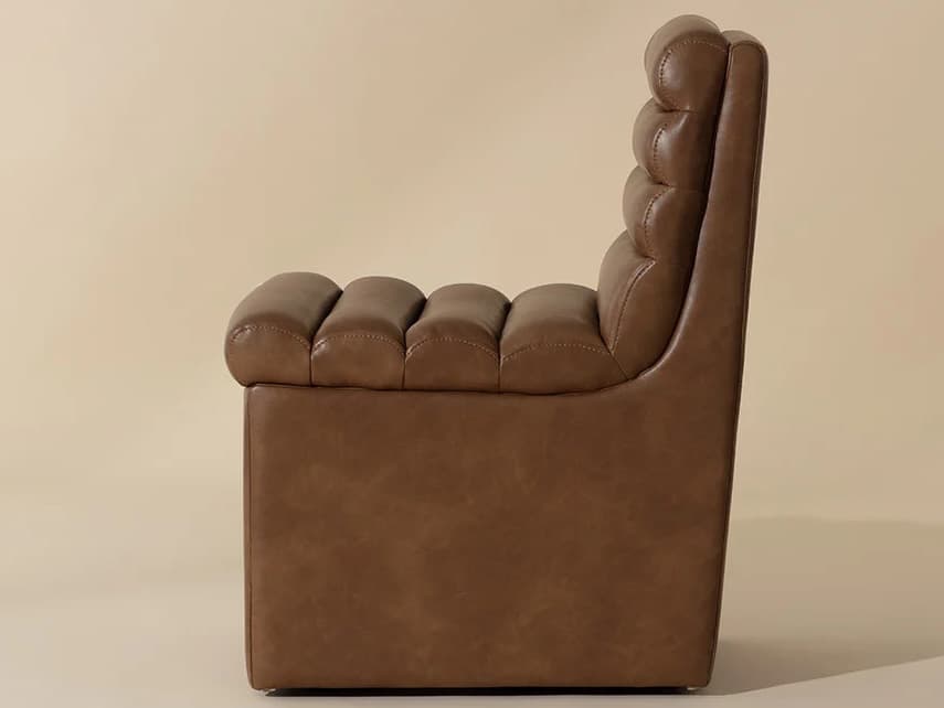 Sunpan Norm Brown Faux Leather Armless Dining Chair