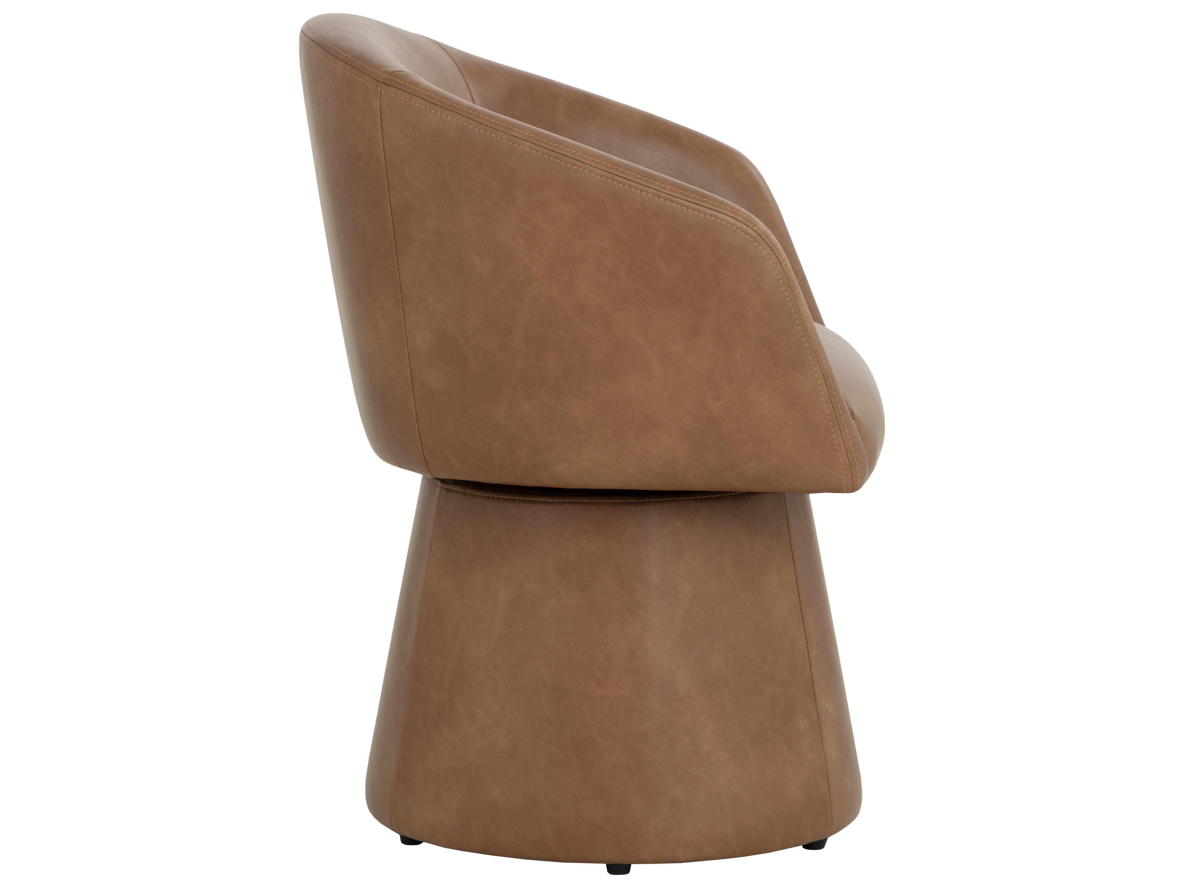 Sunpan Etta Swivel Dining Armchair in Copley Cognac