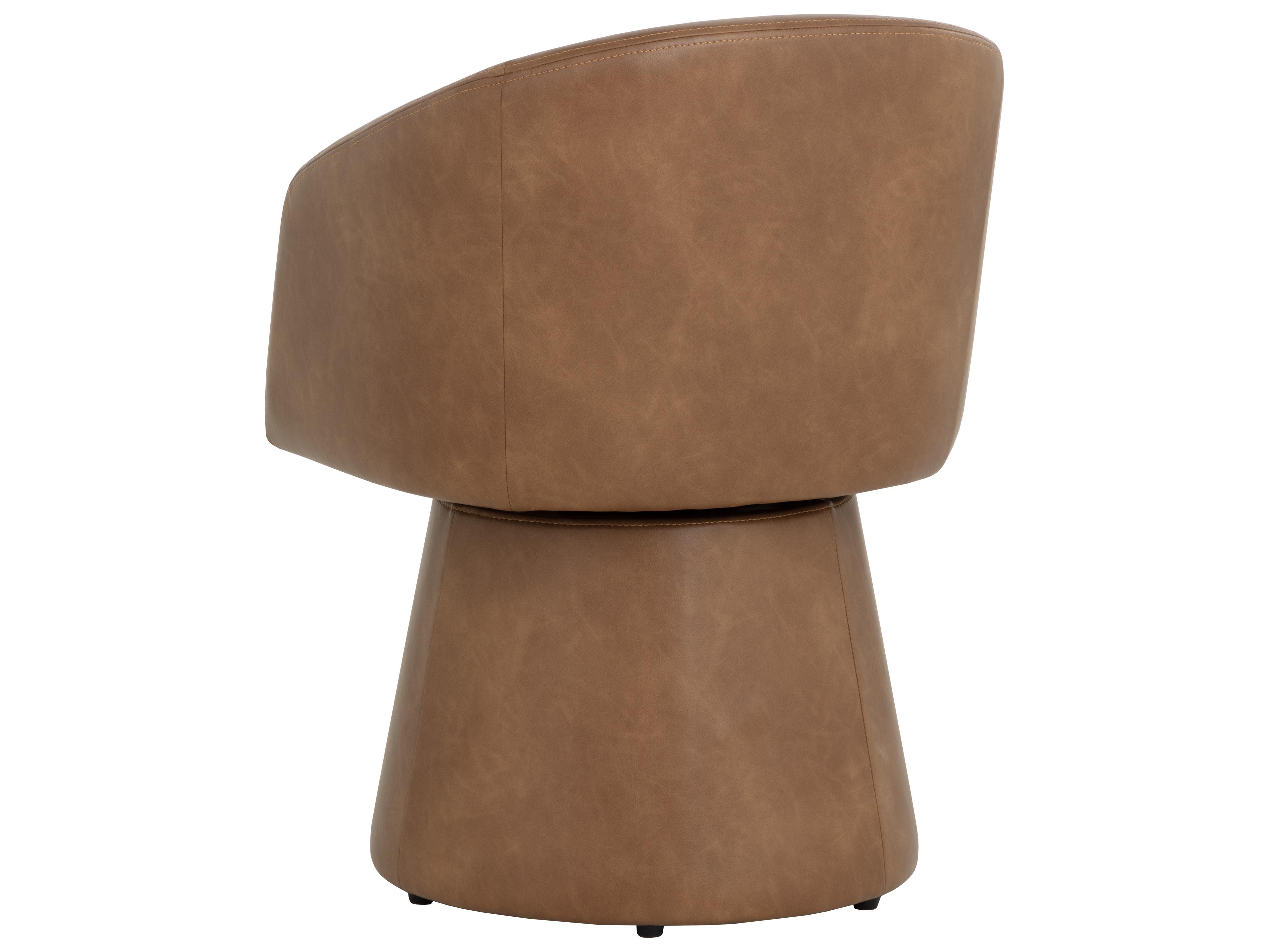 Sunpan Etta Swivel Dining Armchair in Copley Cognac