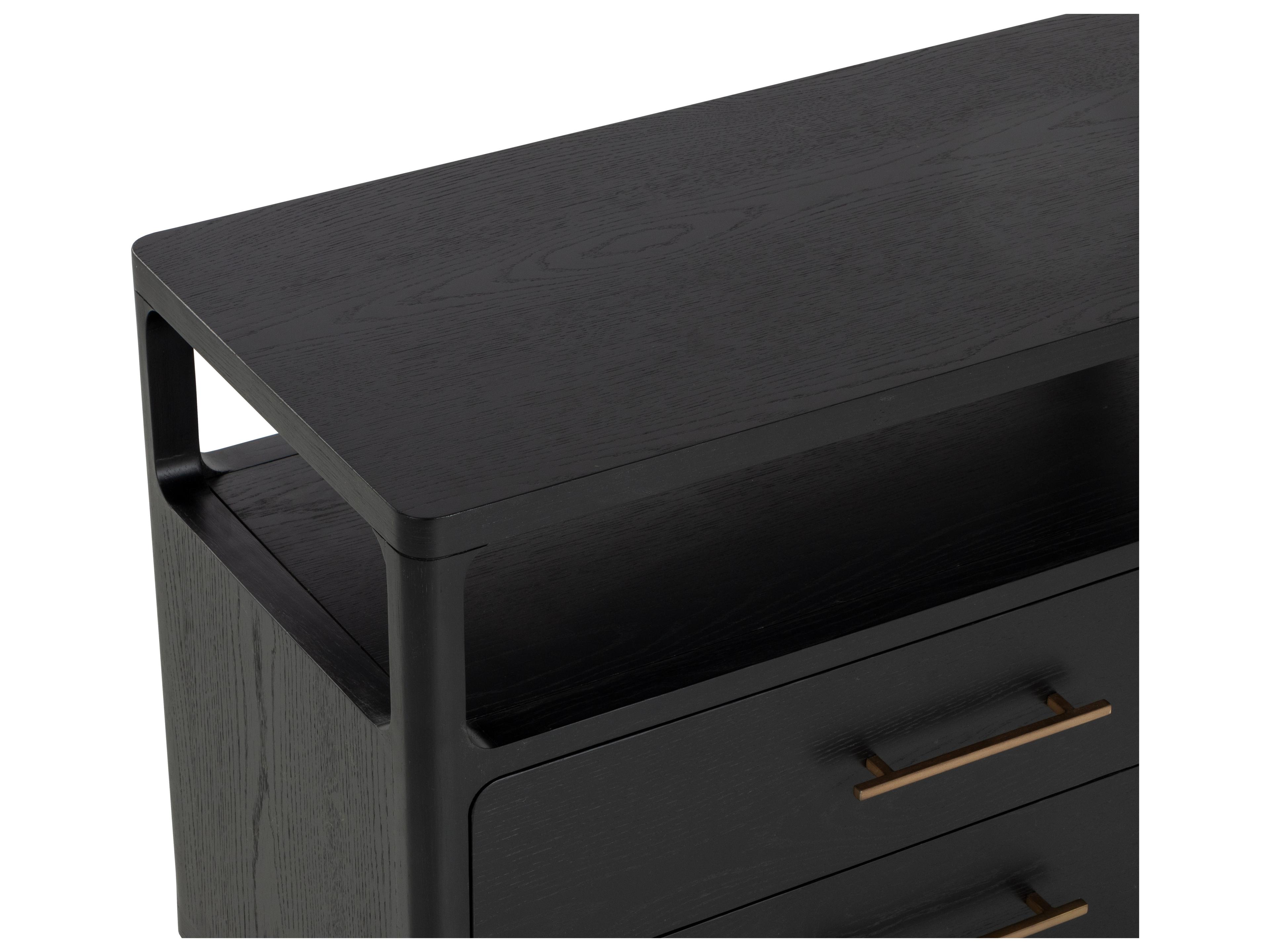 Sunpan Danette 2-Drawers Black Nightstand