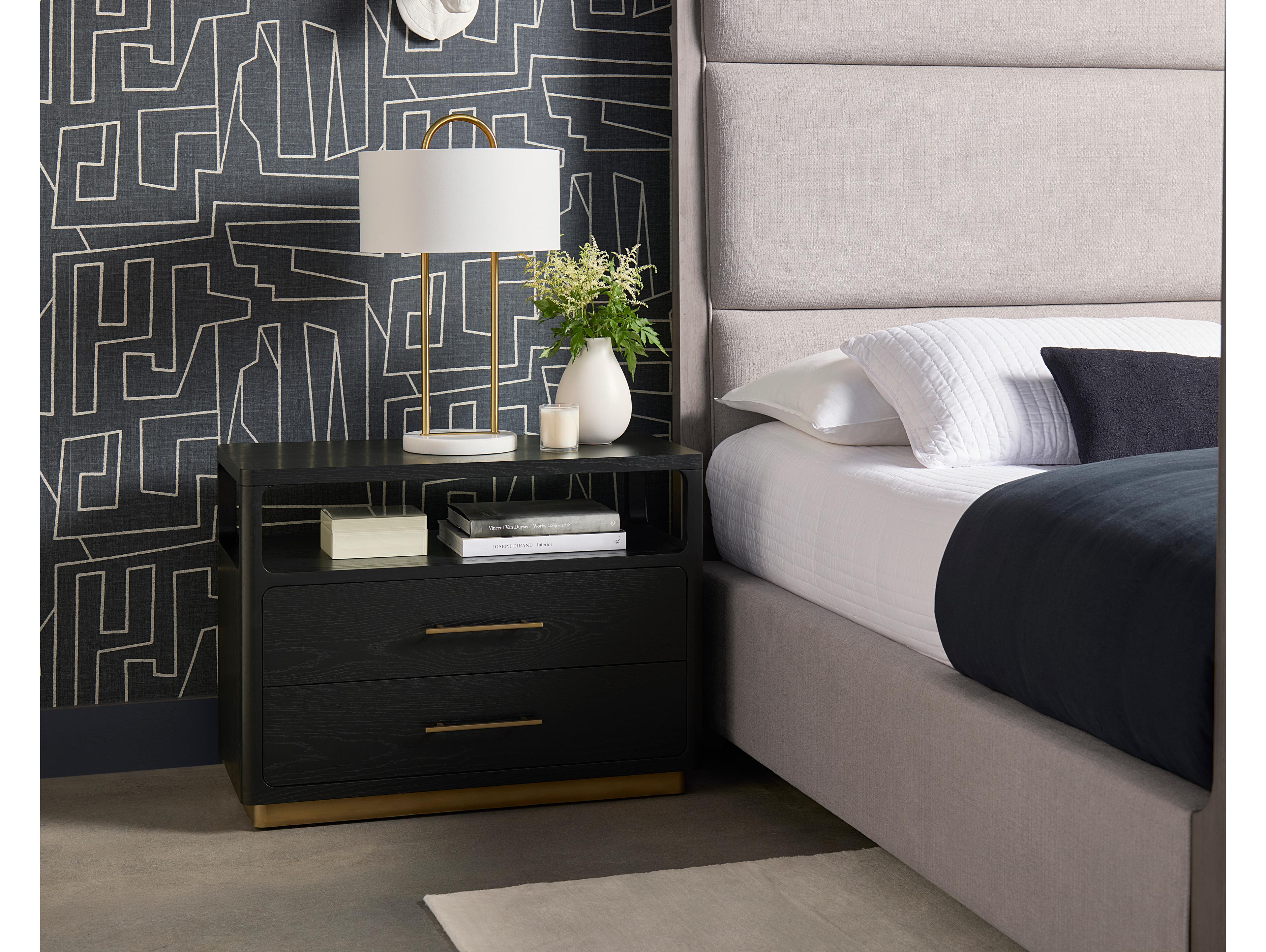 Sunpan Danette 2-Drawers Black Nightstand