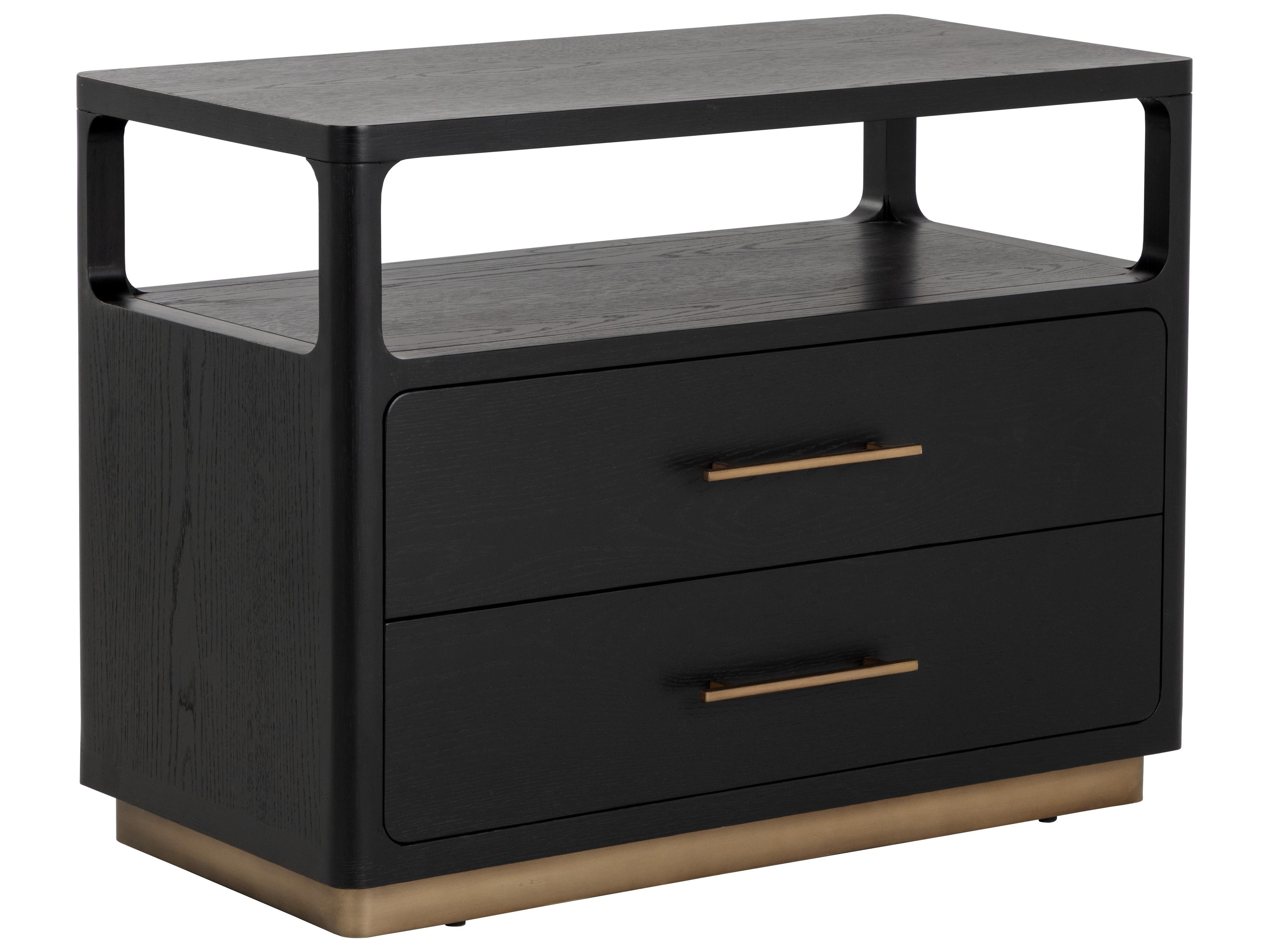 Sunpan Danette 2-Drawers Black Nightstand