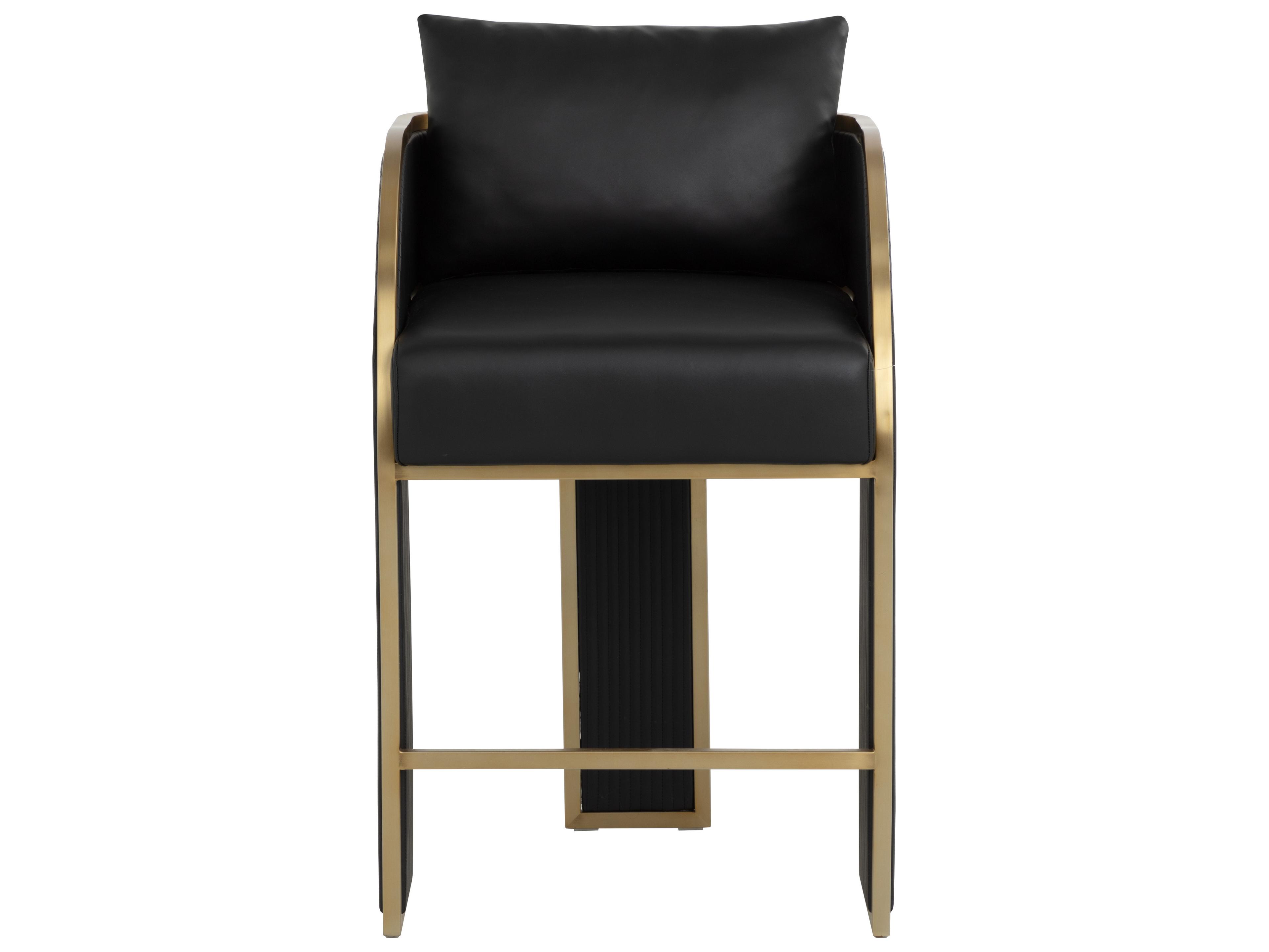 Sunpan Baz Black Faux Leather Hardwood Counter Stool