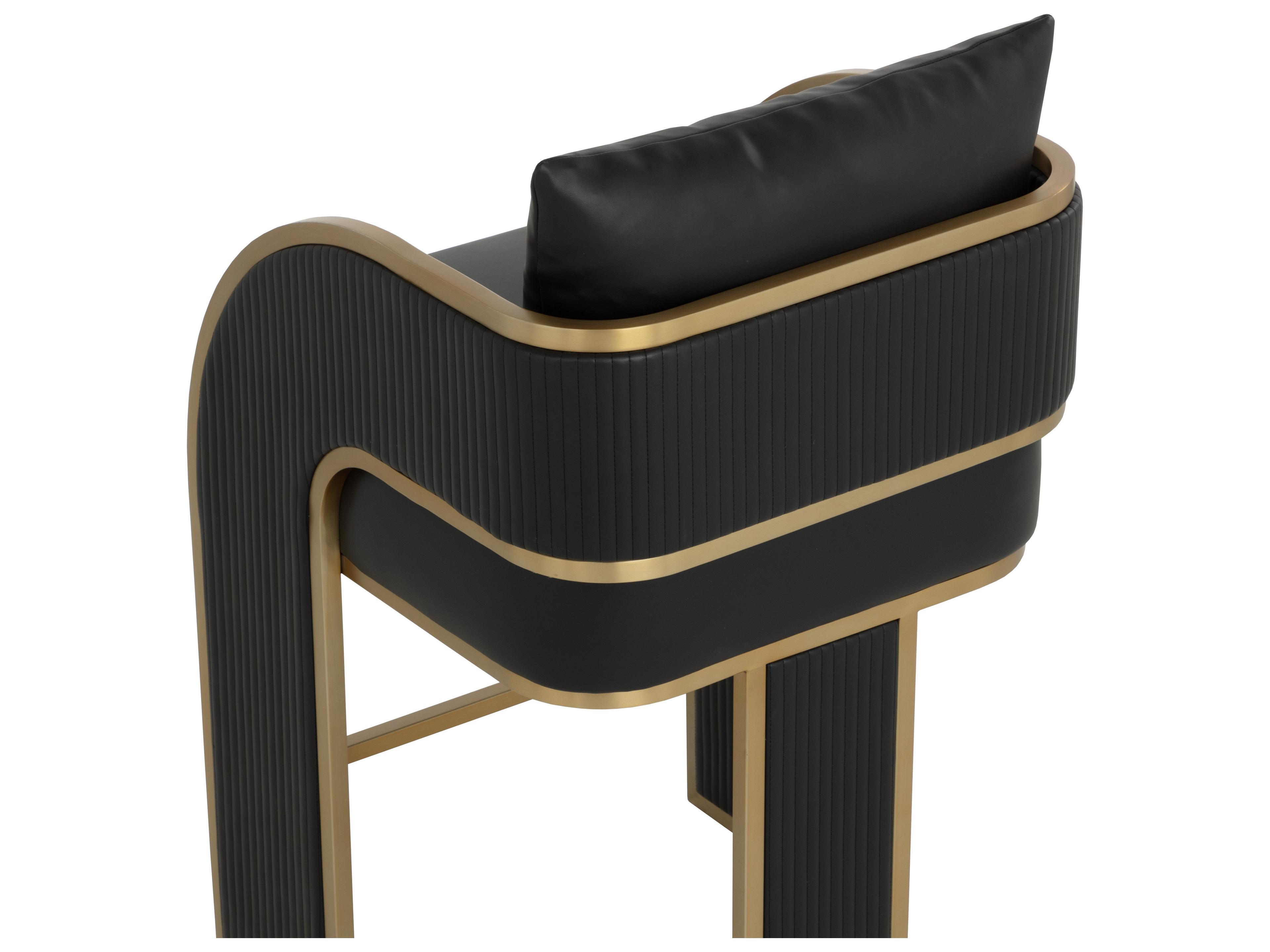 Sunpan Baz Black Faux Leather Hardwood Counter Stool