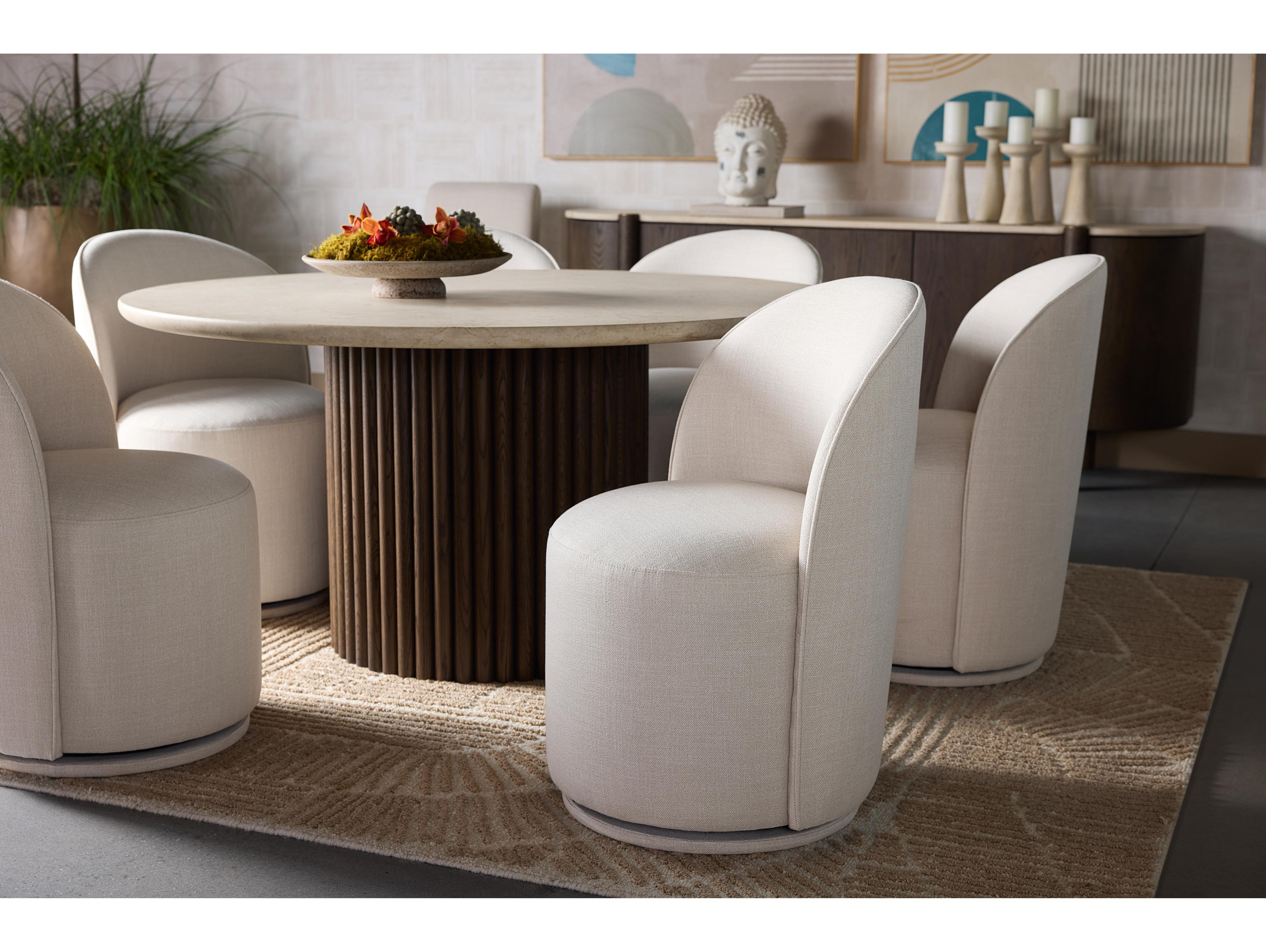 Sunpan Banyan Round Marble Brown Dining Table