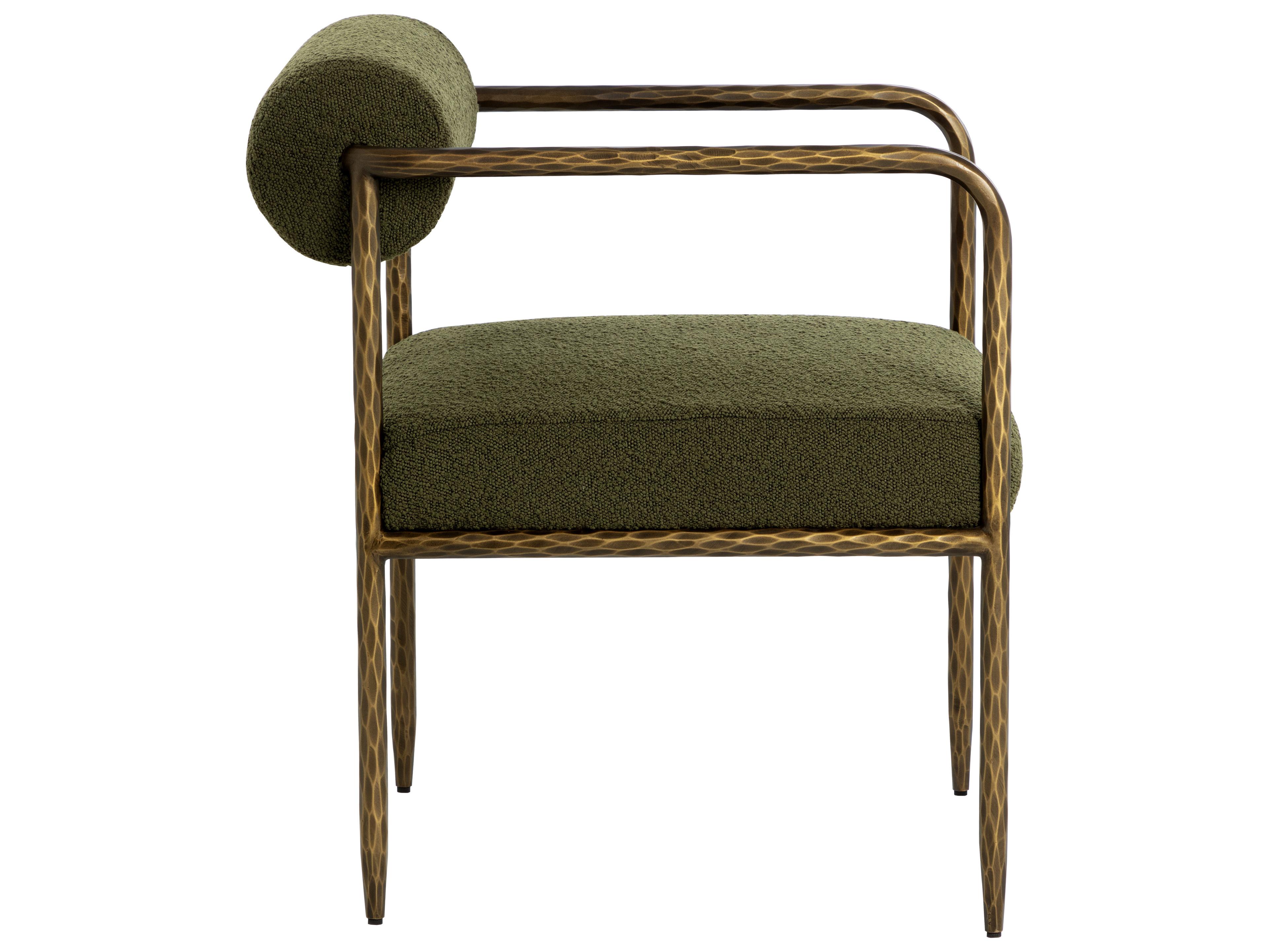 Sunpan Ajani Green Fur Arm Dining Chair