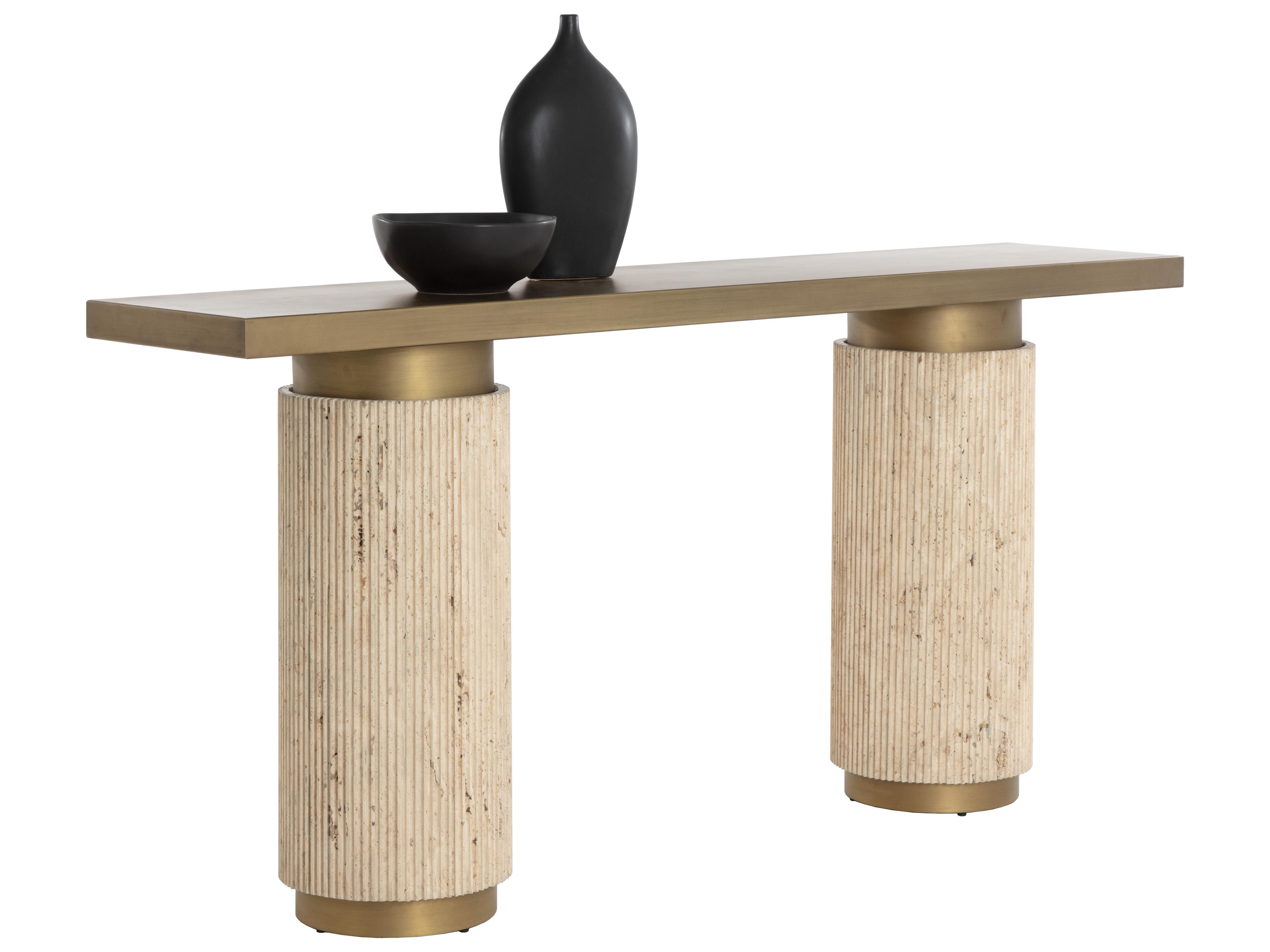 Sunpan Ashva Rectangular Metal Gold Console Table