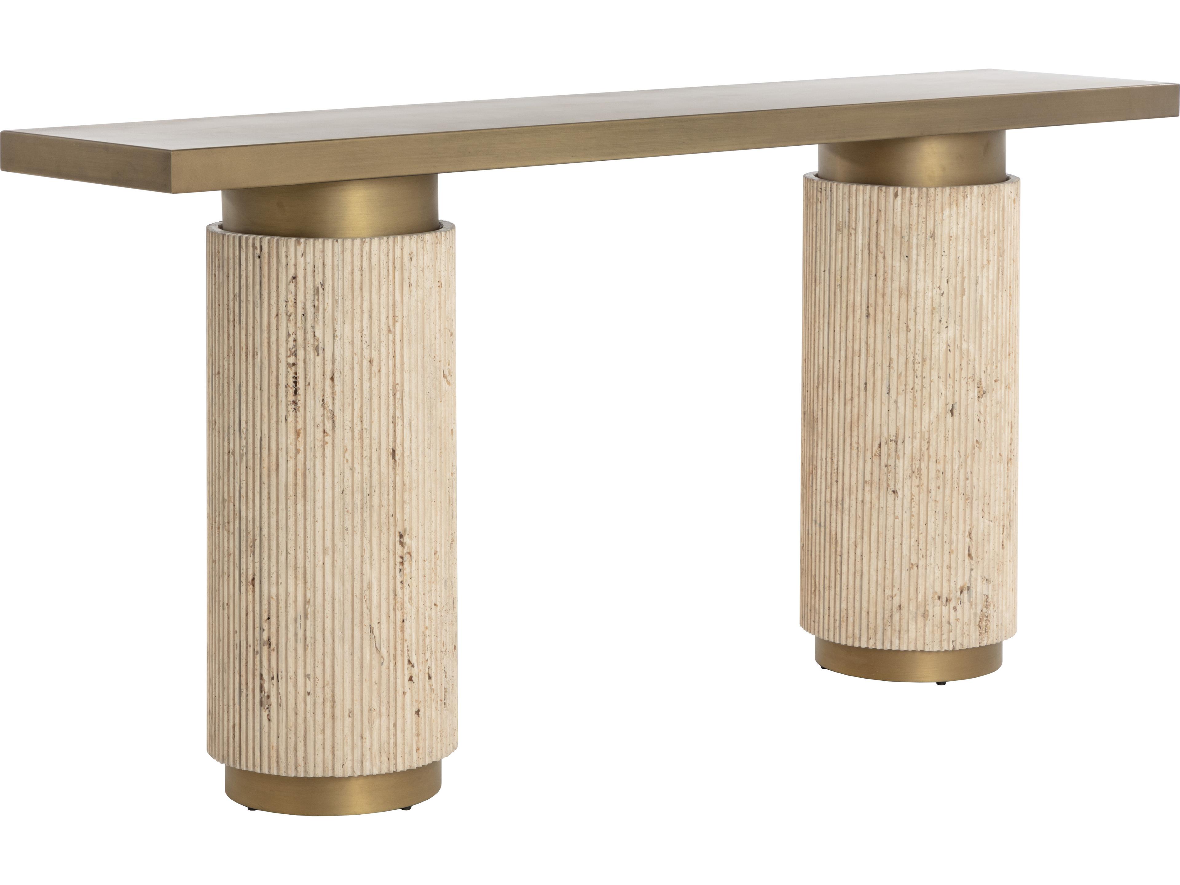 Sunpan Ashva Rectangular Metal Gold Console Table