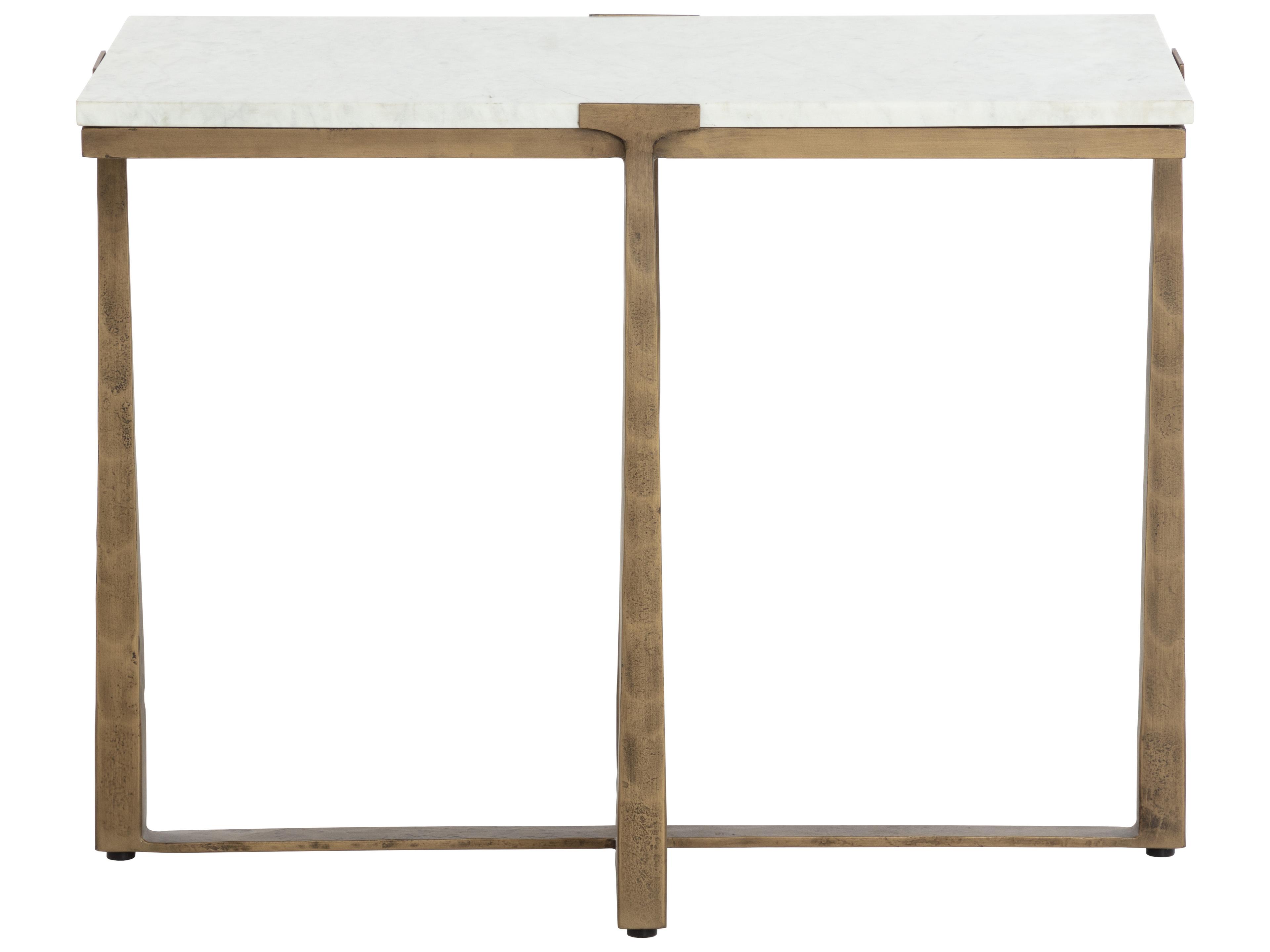 Sunpan Cowell Rectangular Marble White End Table