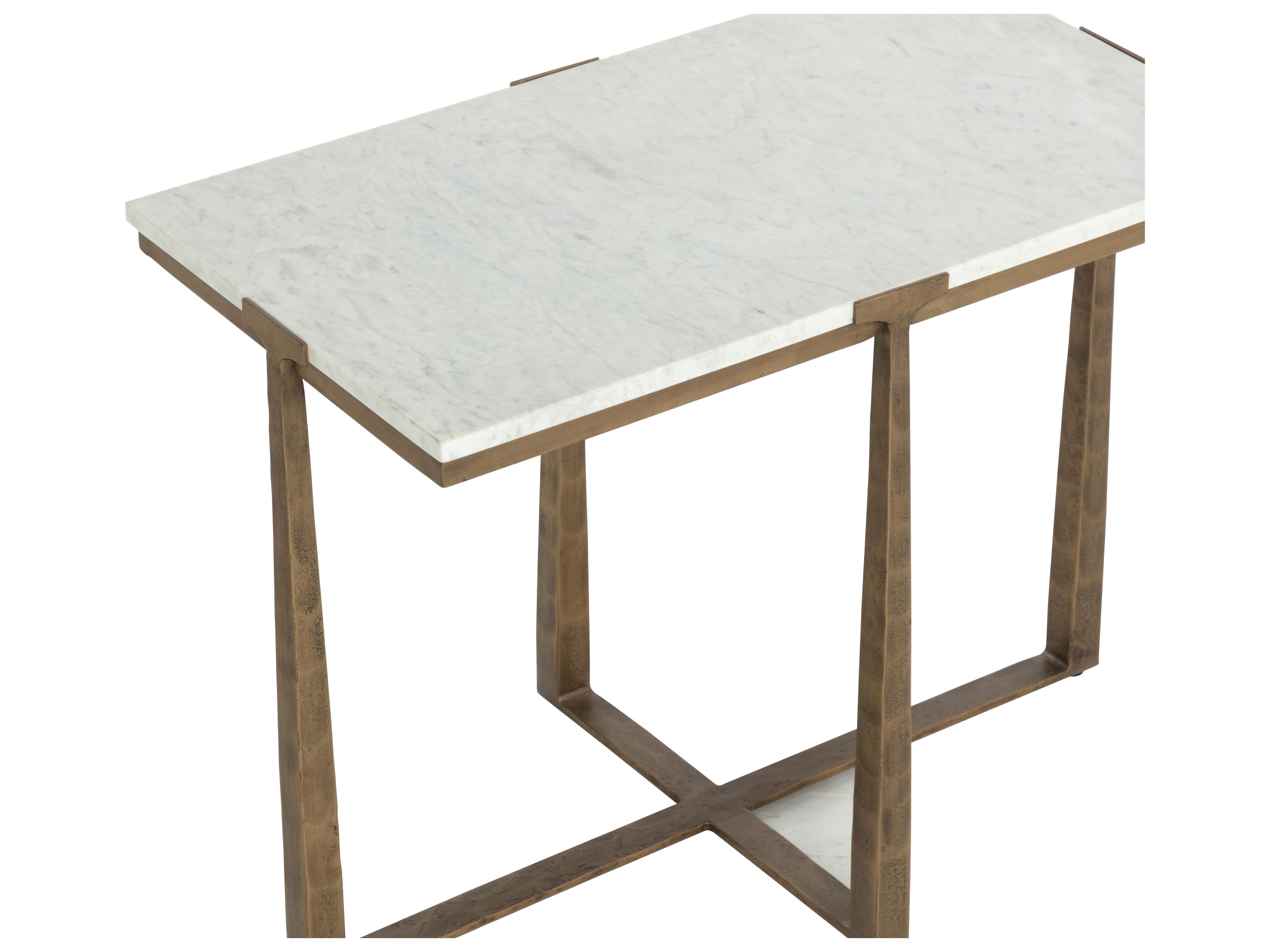 Sunpan Cowell Rectangular Marble White End Table