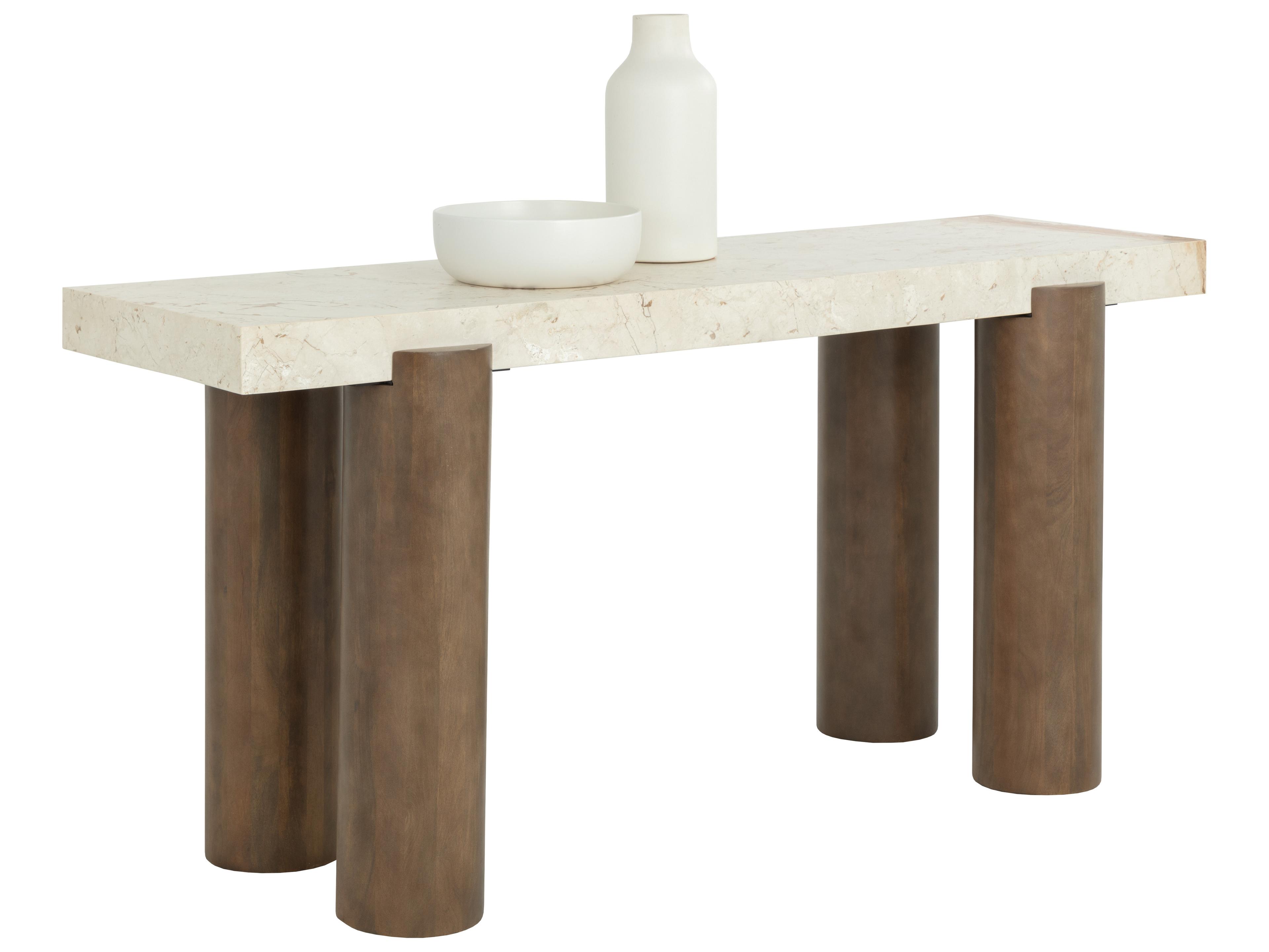 Sunpan Ardi Rectangular Marble Cream Console Table