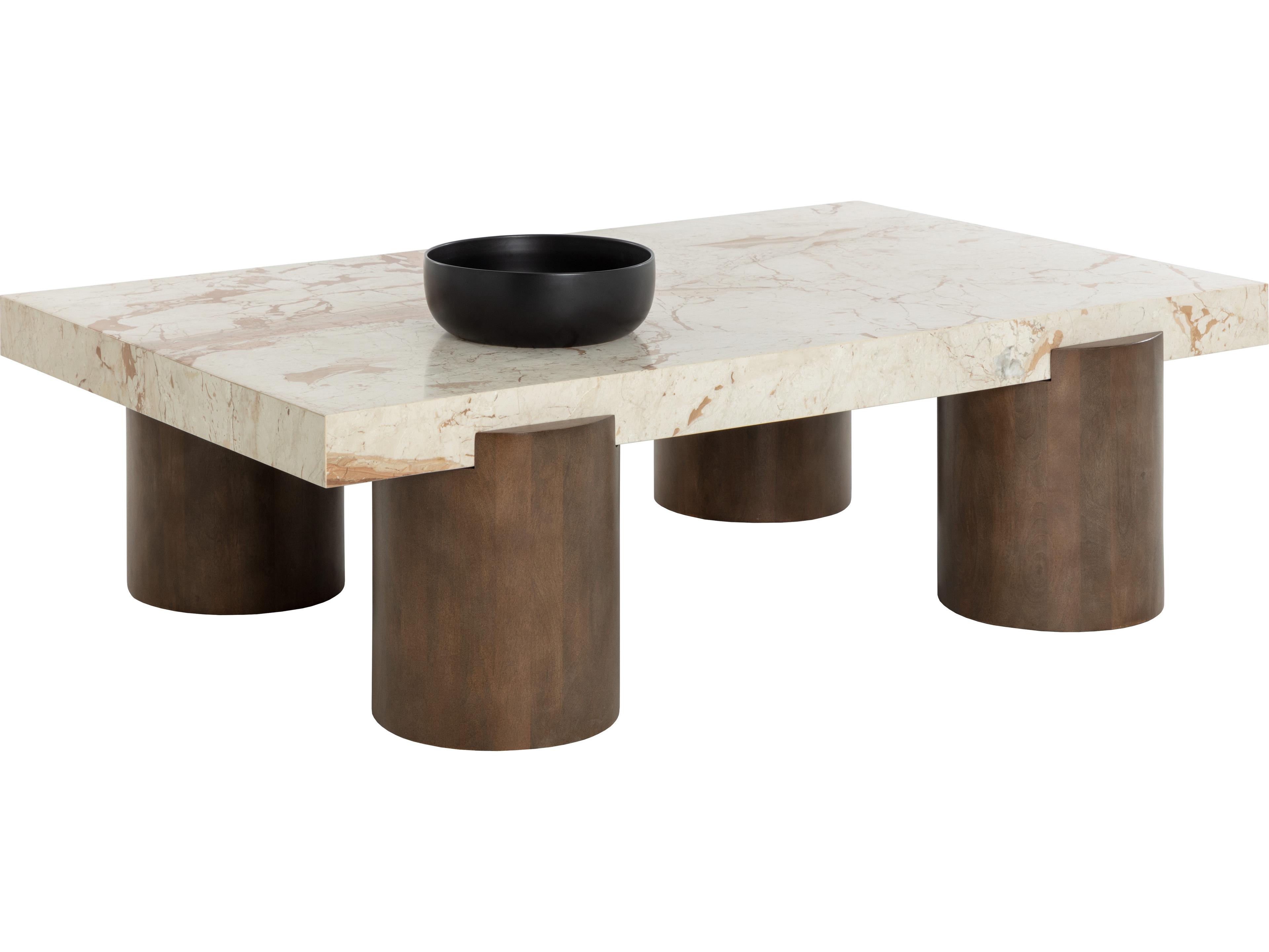 Sunpan Ardi Rectangular Marble Cream Coffee Table