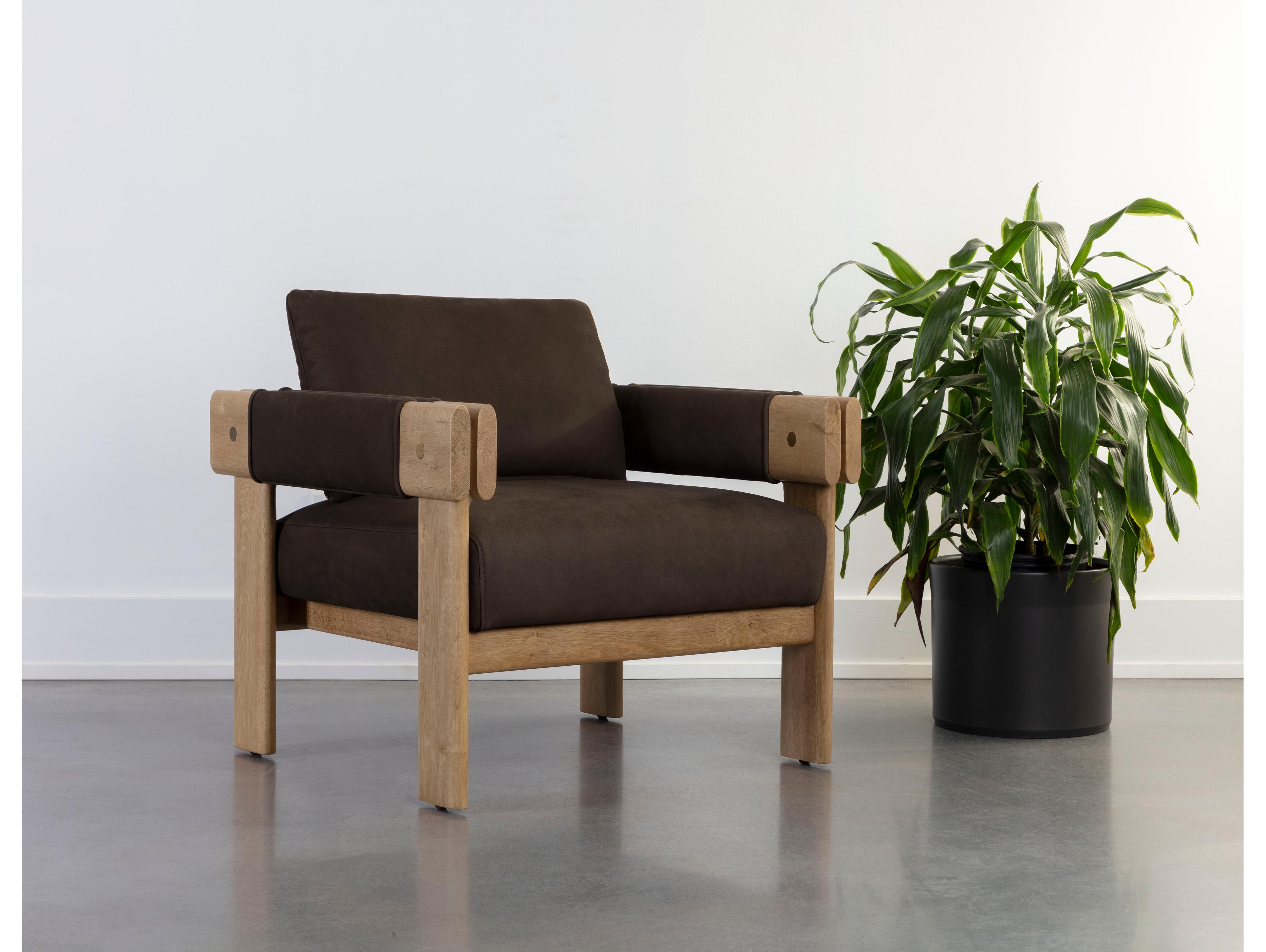Sunpan Carmichael Brown Leather Accent Chair