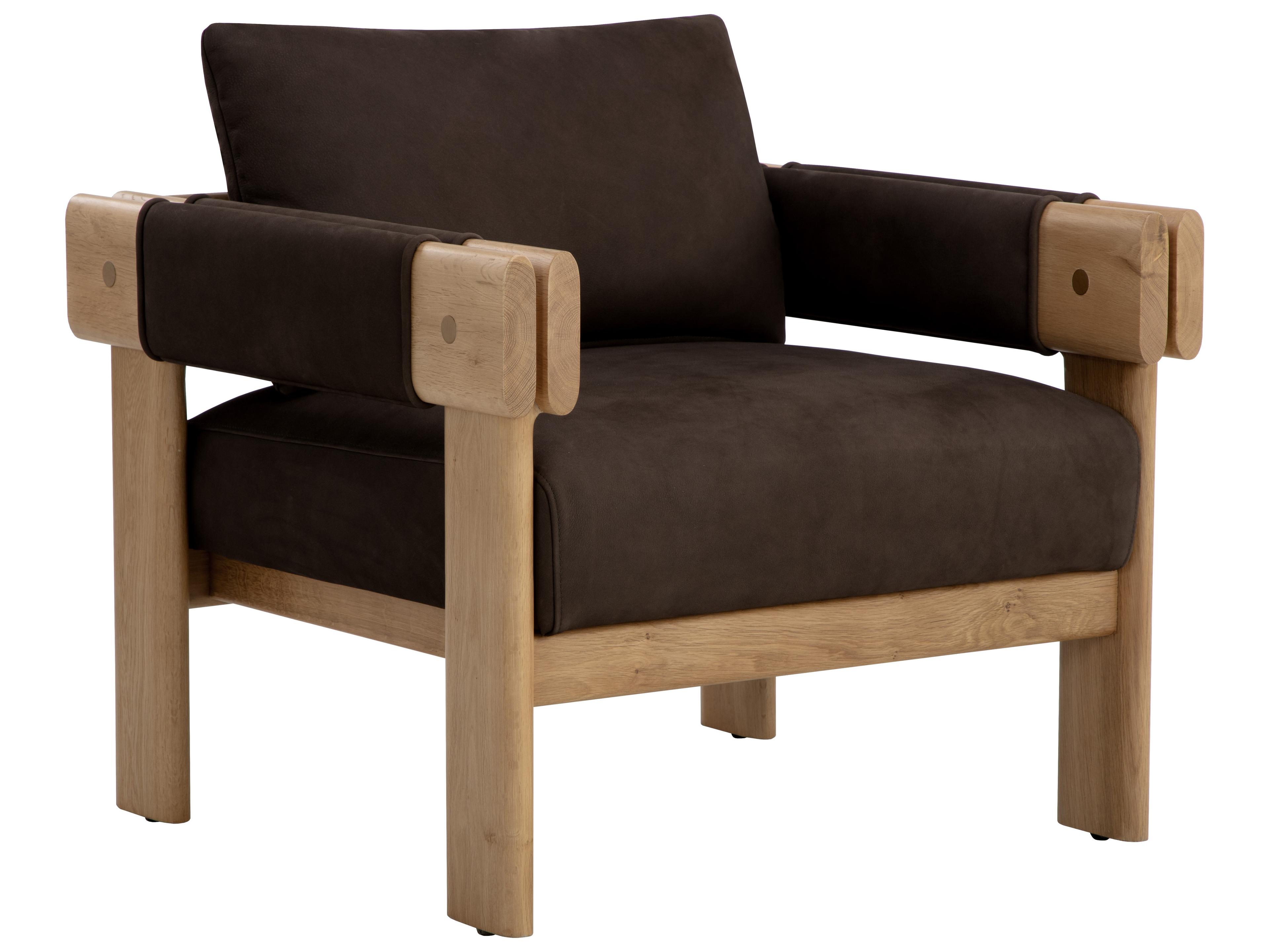 Sunpan Carmichael Brown Leather Accent Chair