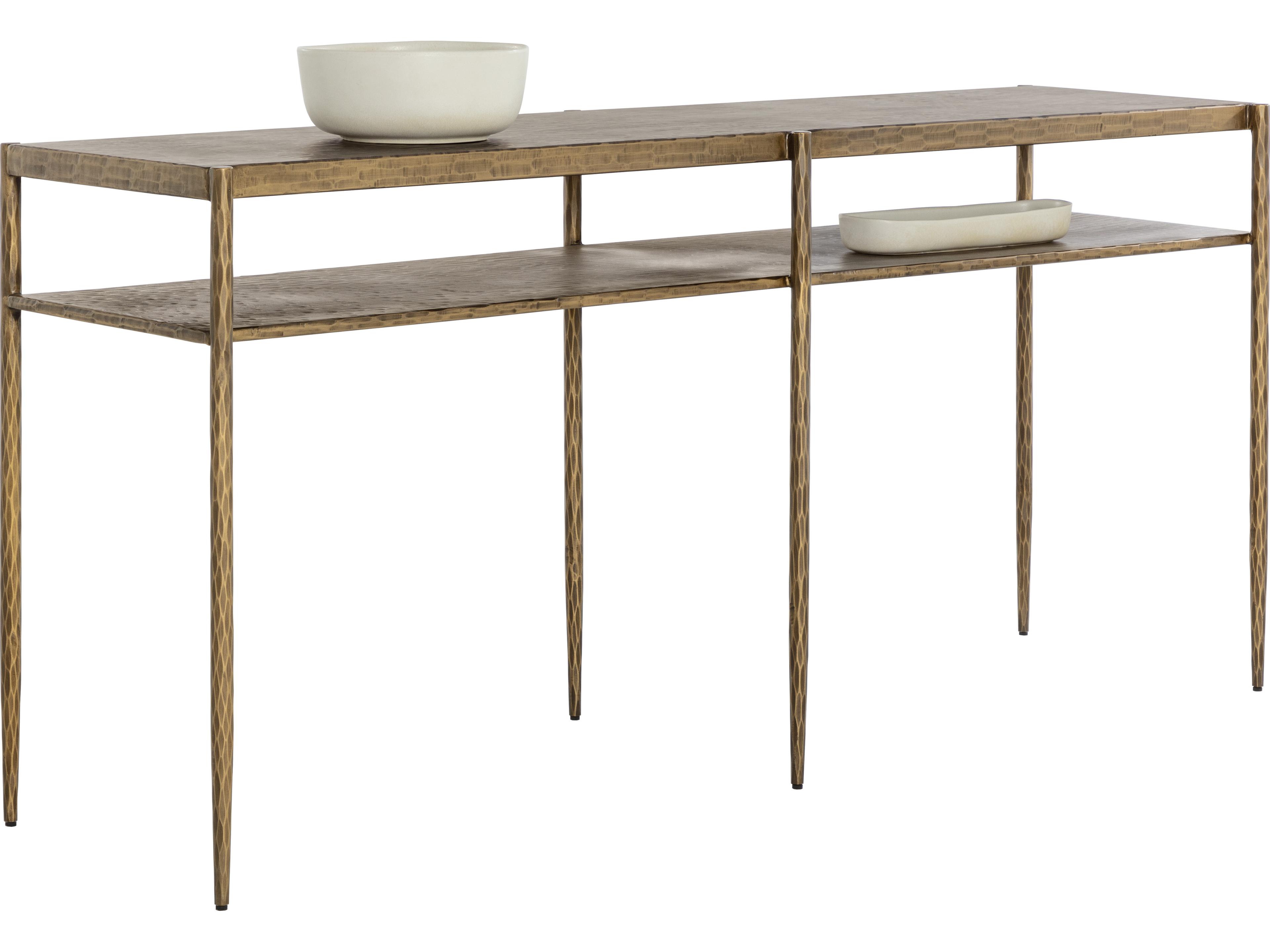Sunpan Naini Rectangular Metal Gold Console Table