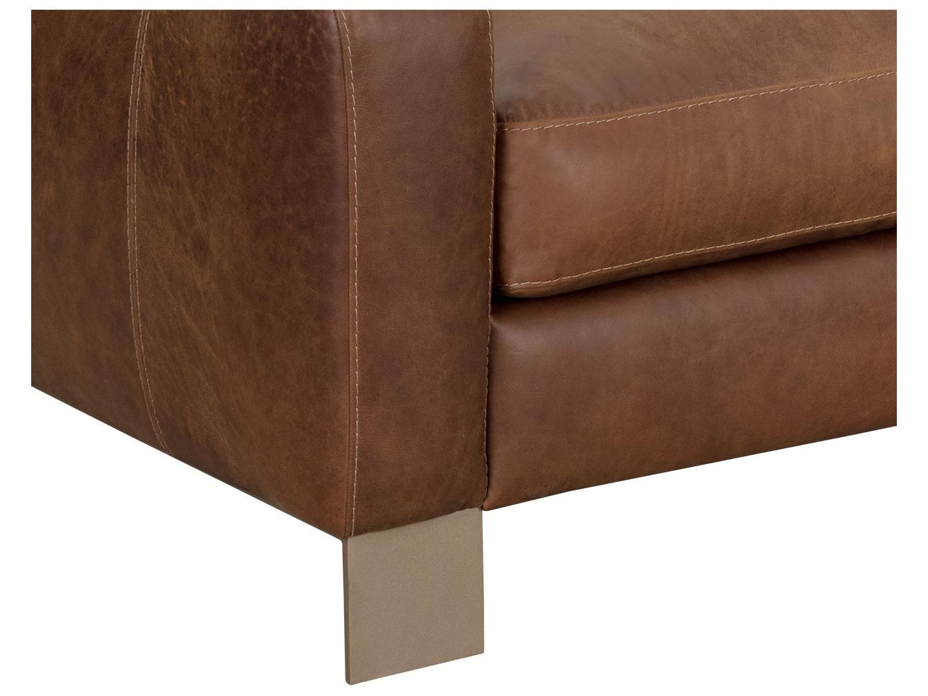 Sunpan Rafael Brown Leather Sofa