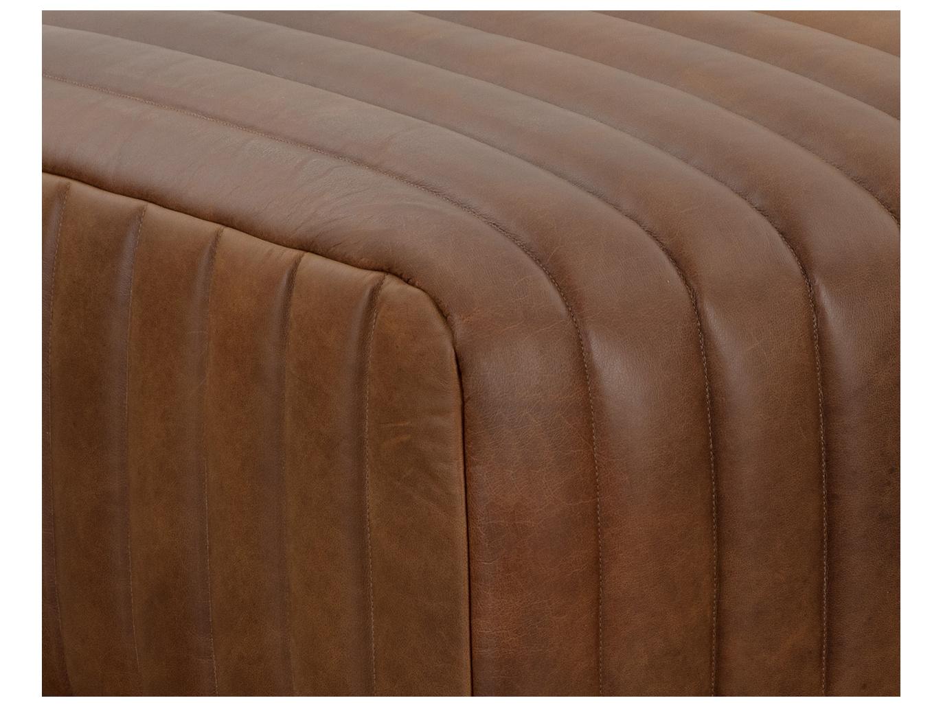 Sunpan Lewin Brown Leather Ottoman