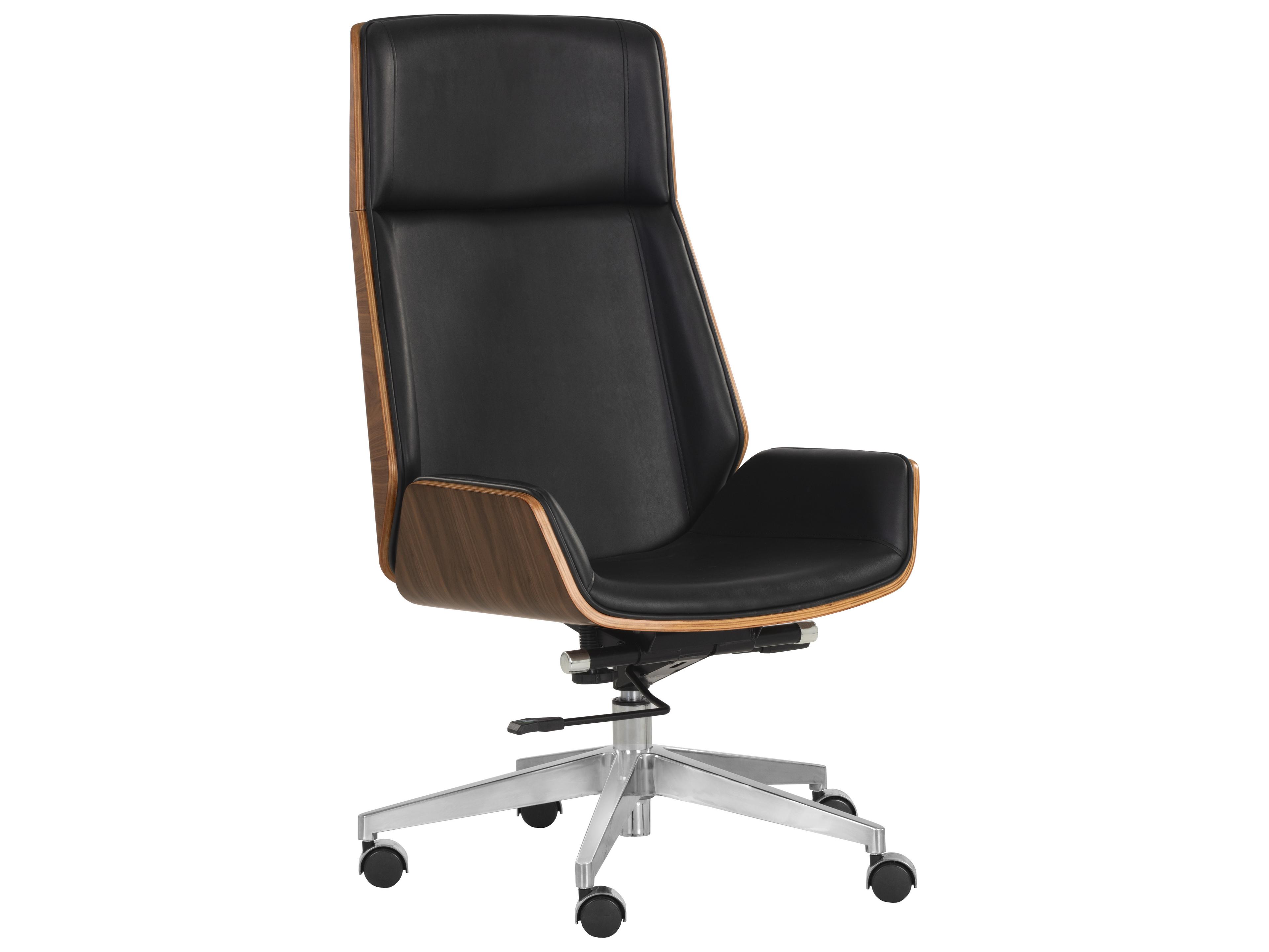 Sunpan Rhett Black Faux Leather Adjustable Executive Desk Chair