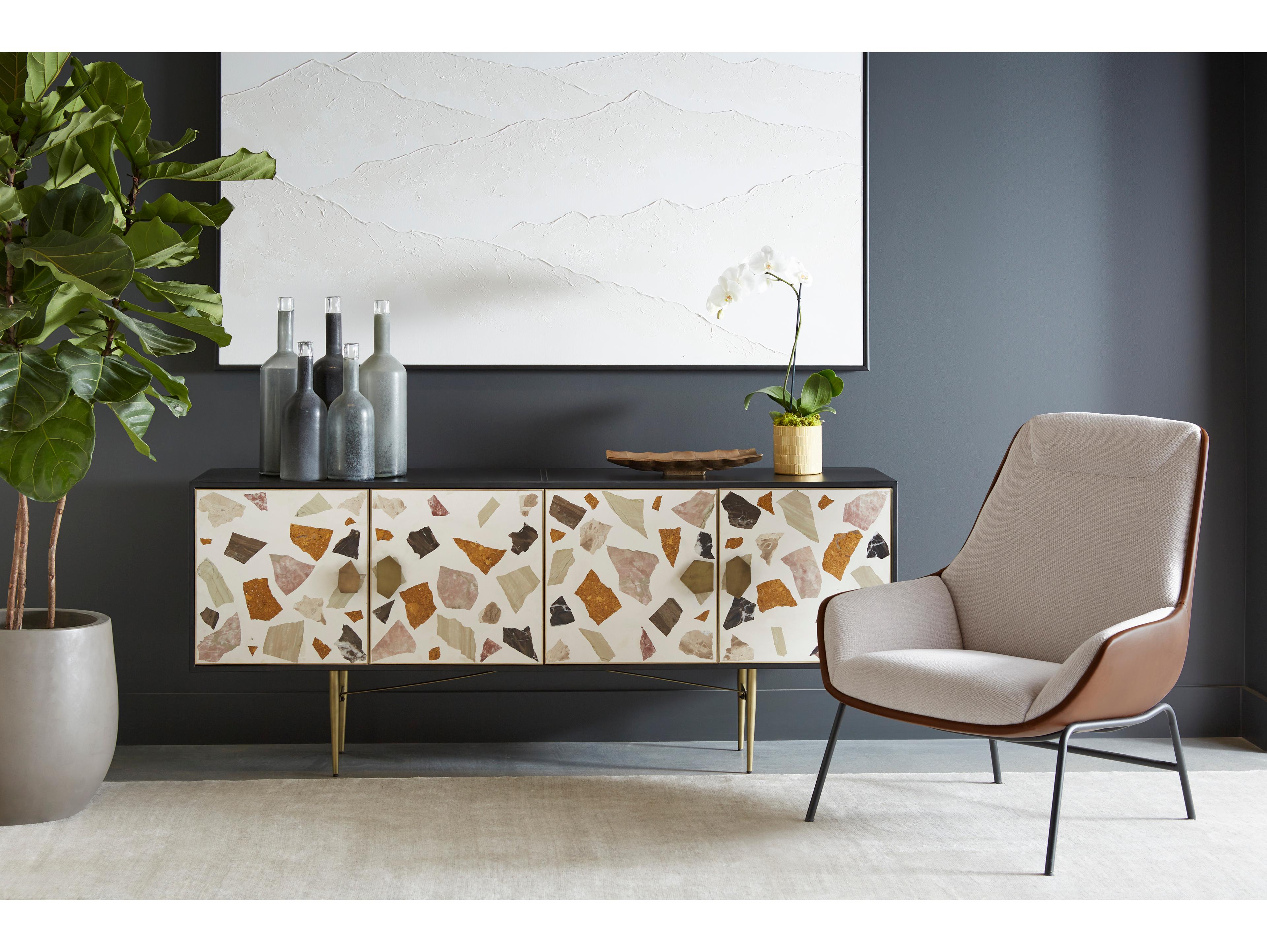 Sunpan Lucier Beige Fabric Accent Chair