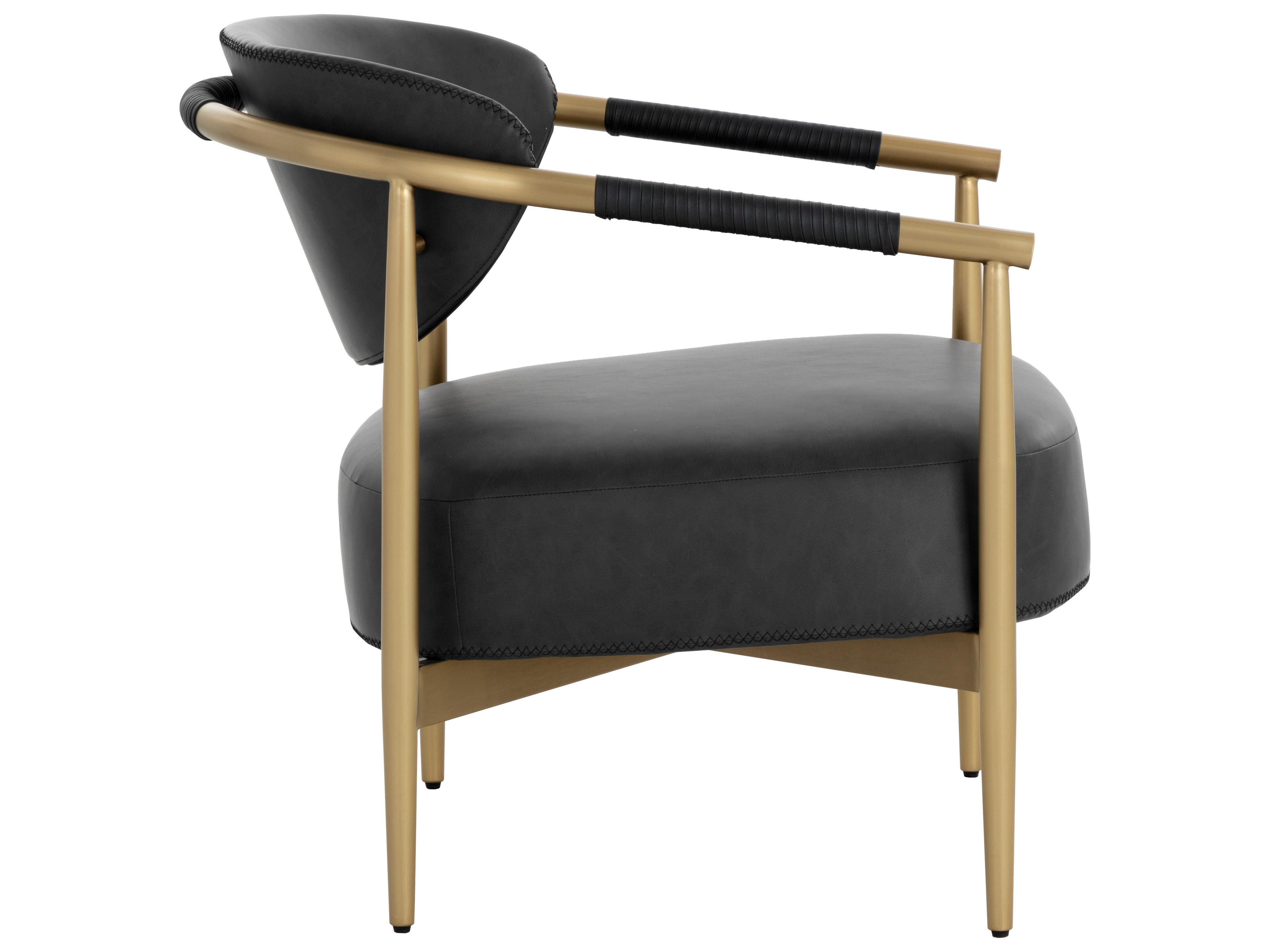 Sunpan Heloise Black Faux Leather Accent Chair