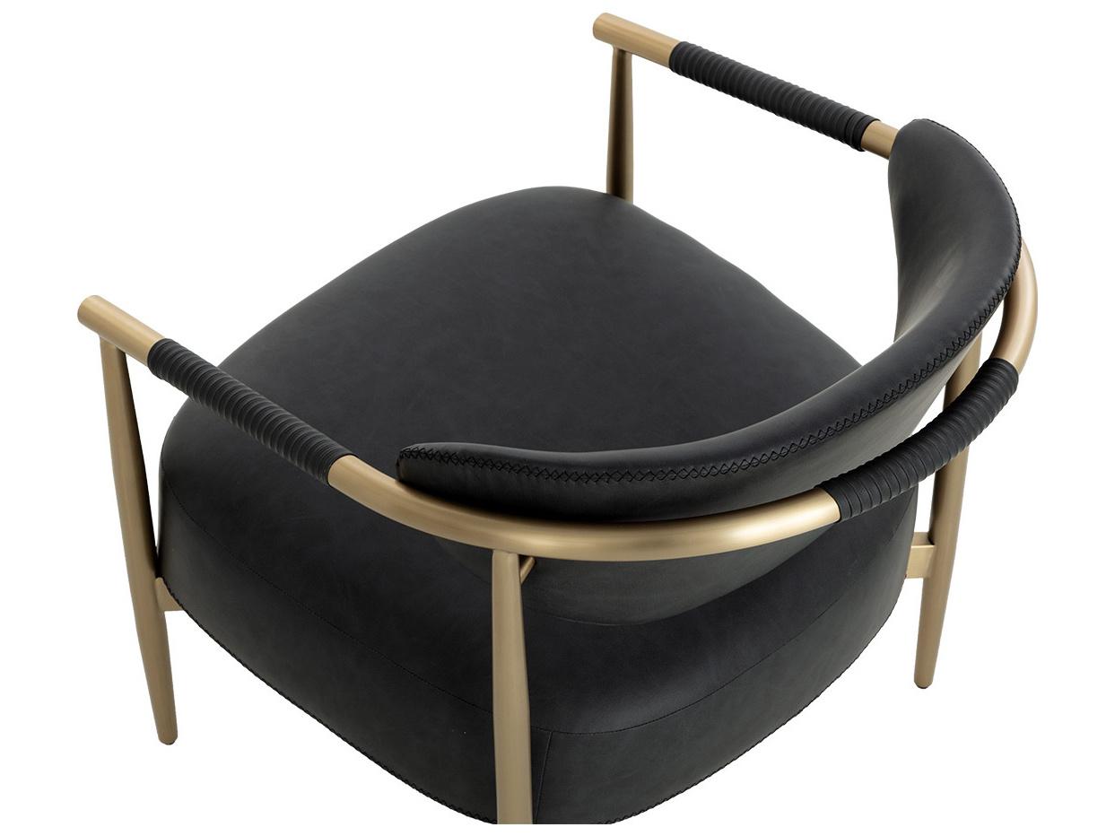 Sunpan Heloise Black Faux Leather Accent Chair